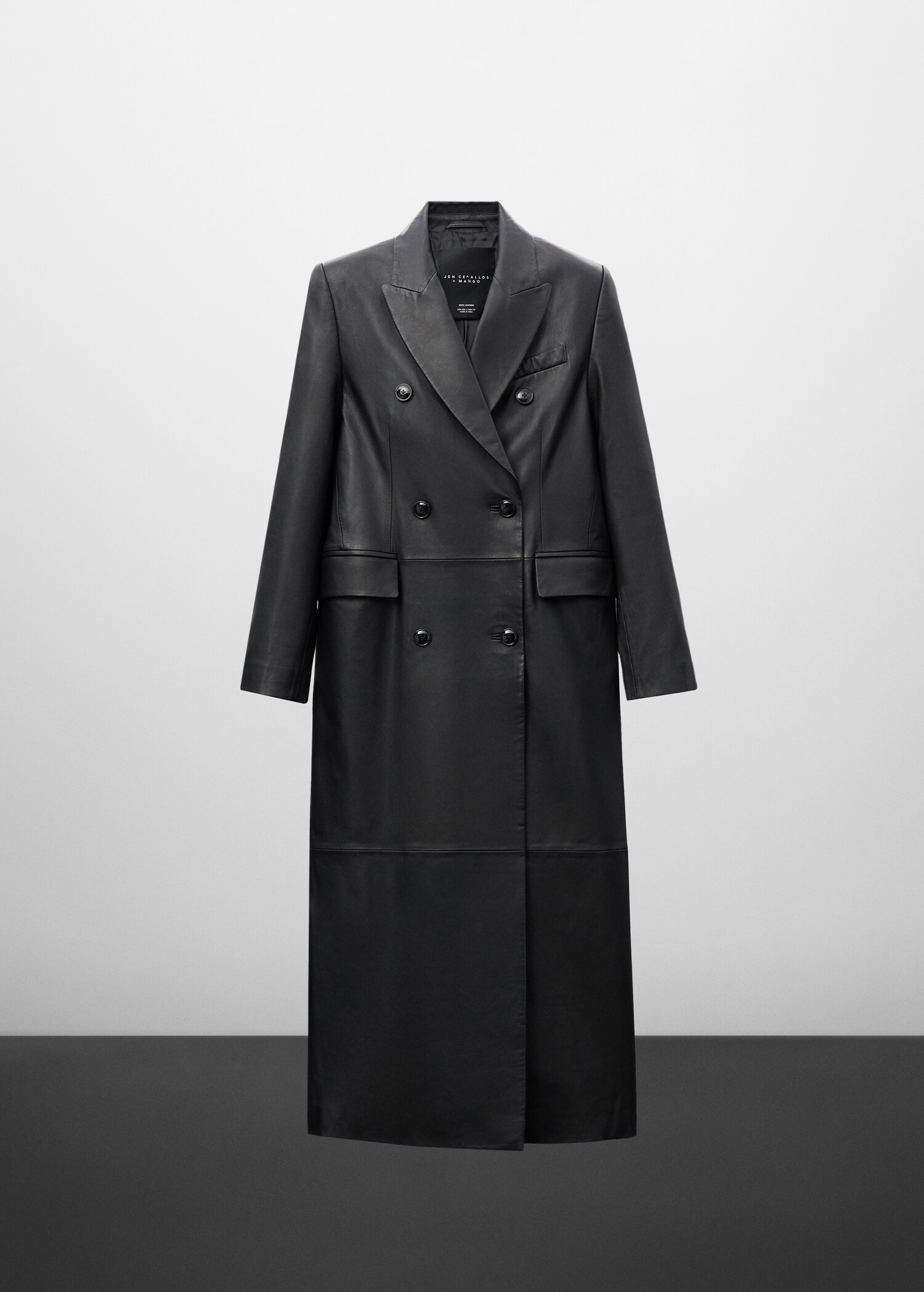 Double-breasted leather coat - Article without model