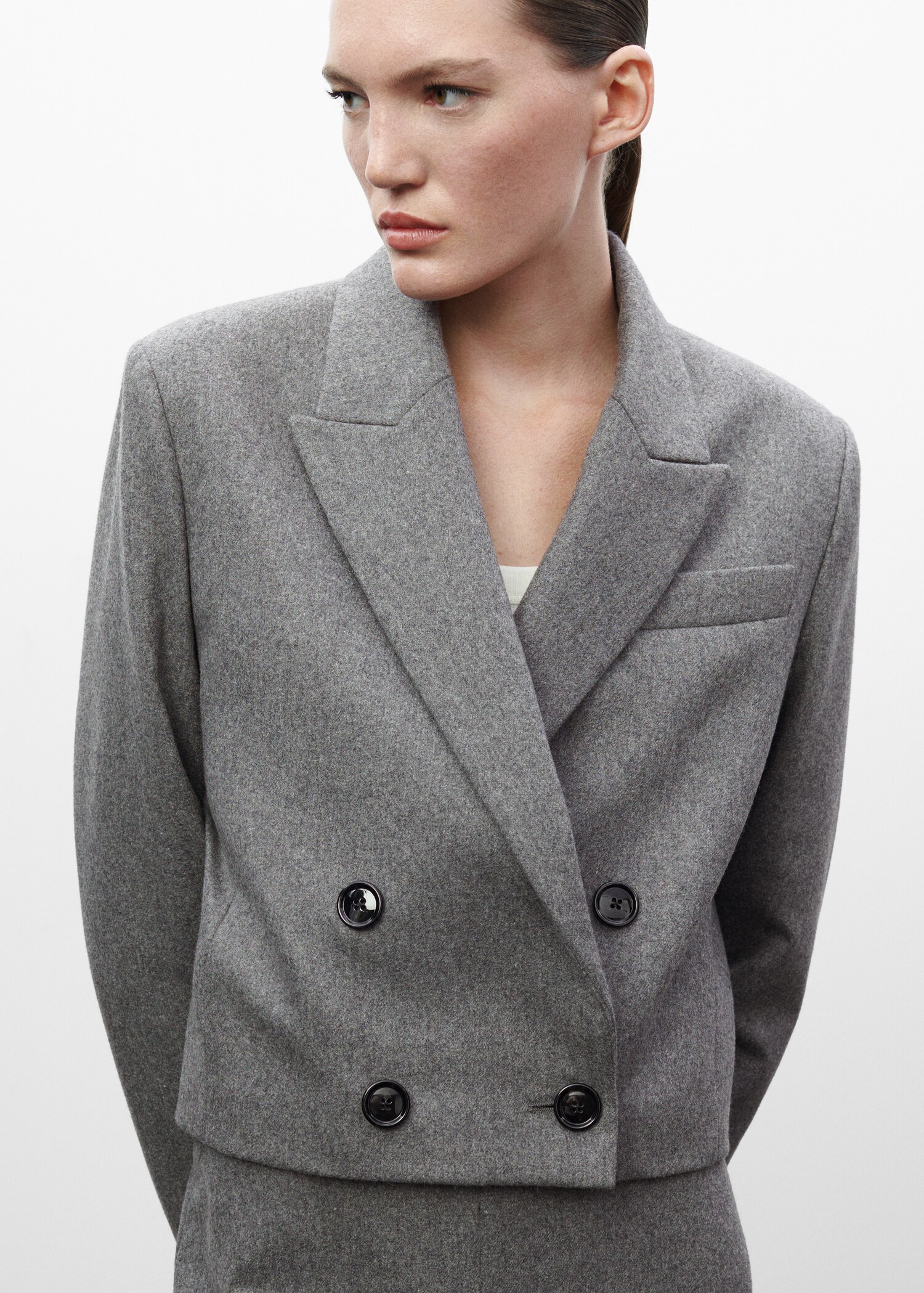 Cropped wool blazer - Details of the article 1