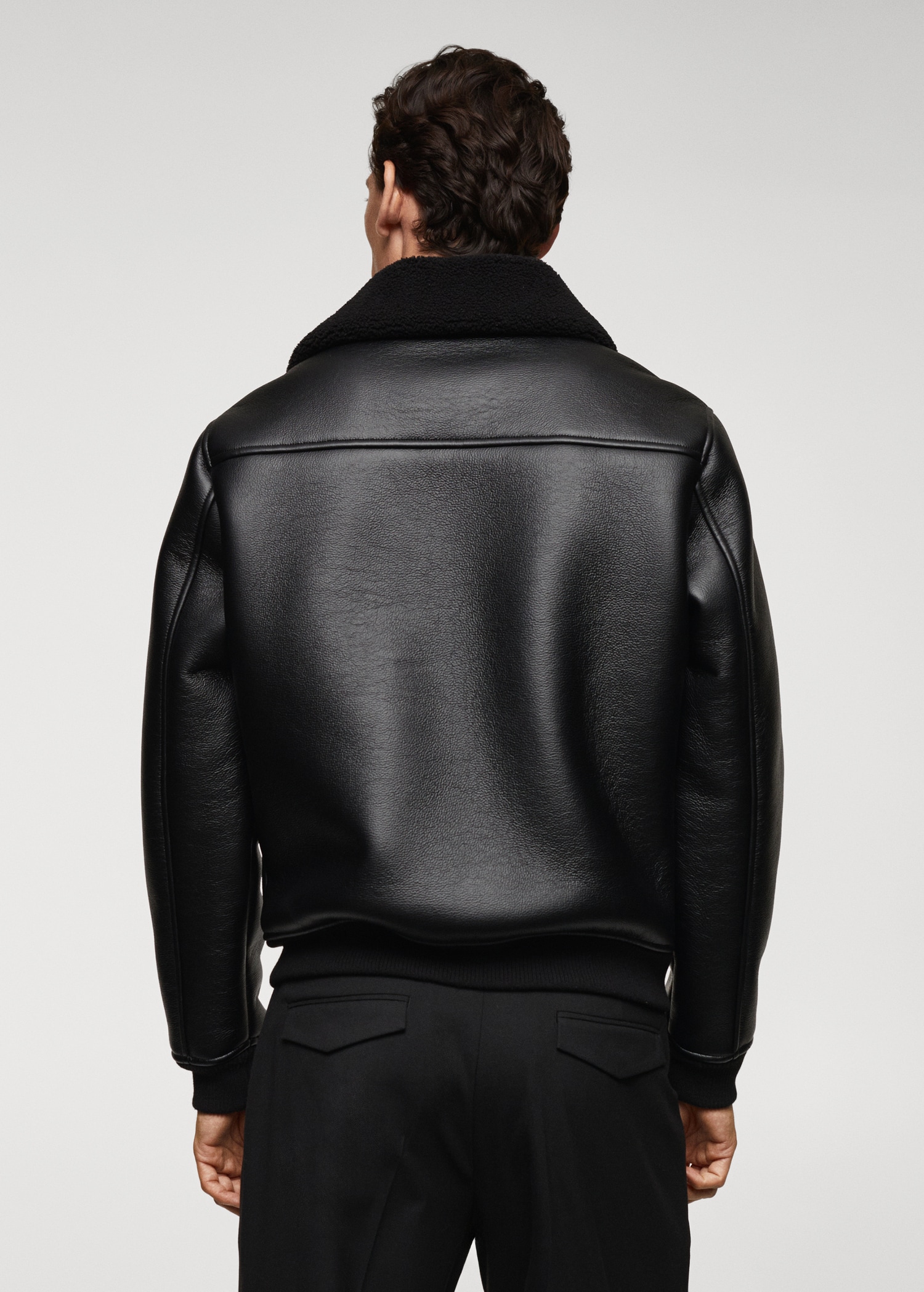 Shearling-lined leather-effect jacket - Reverse of the article