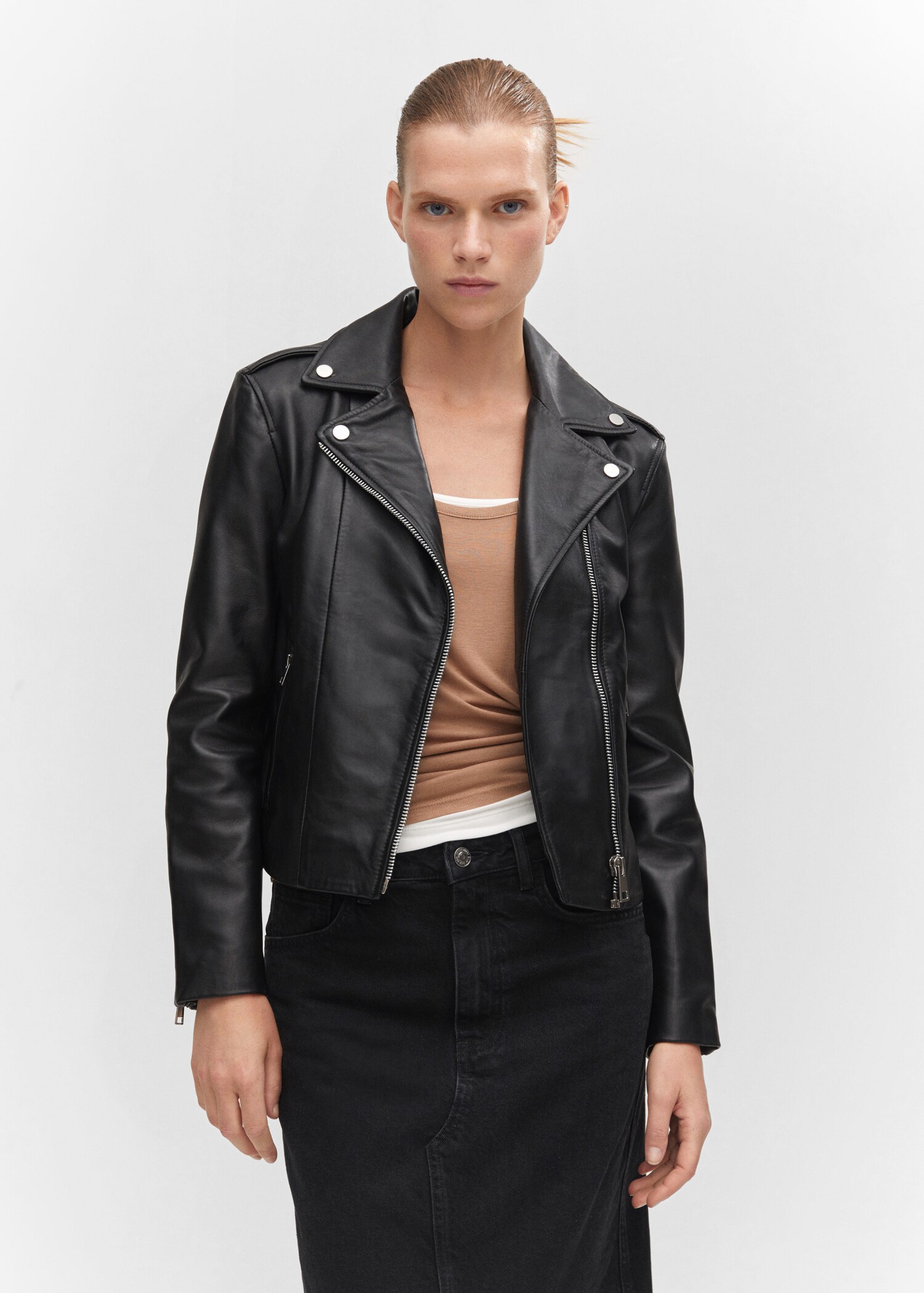 Leather biker jacket - Medium plane