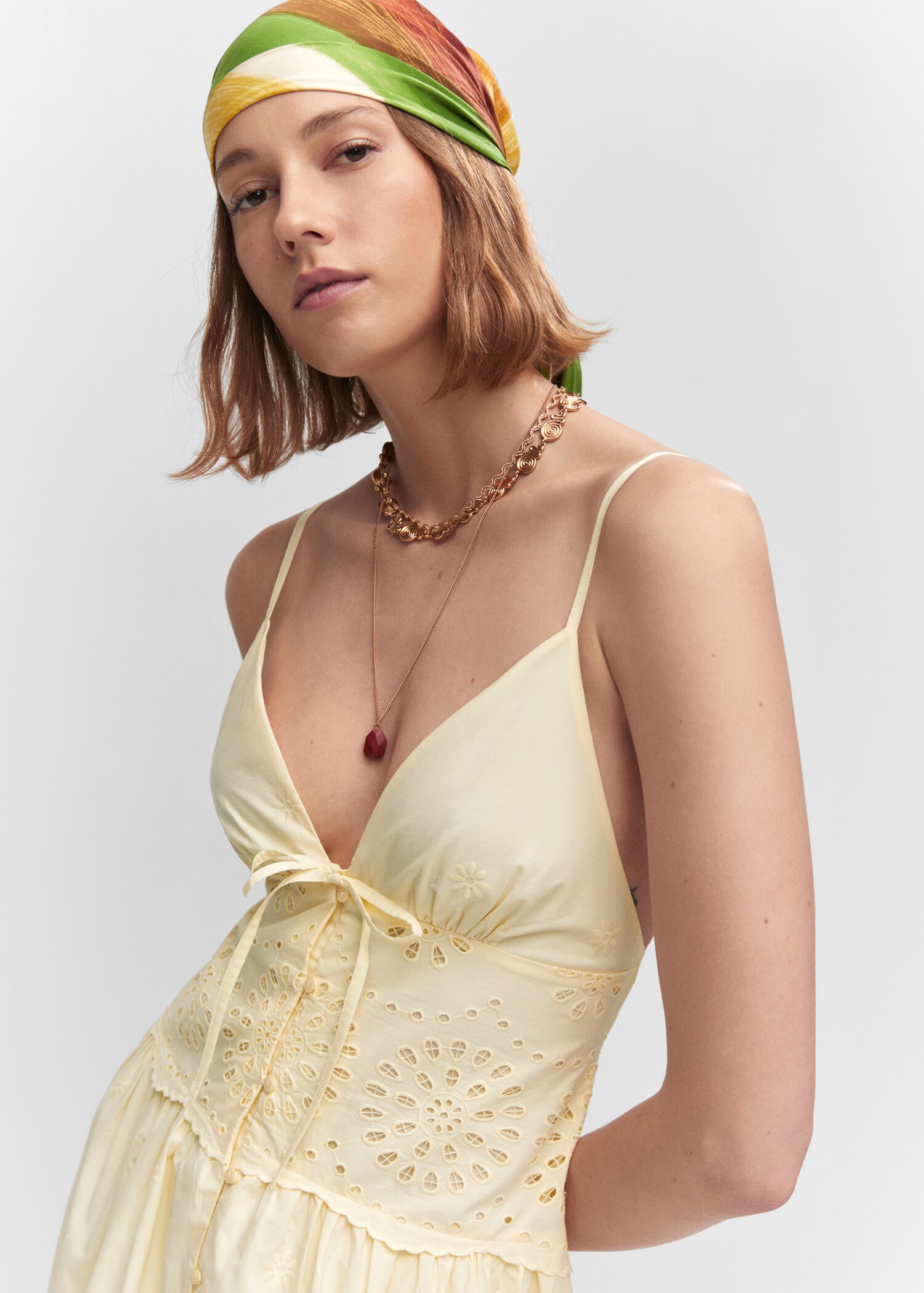 Openwork detail shirt dress - Details of the article 1