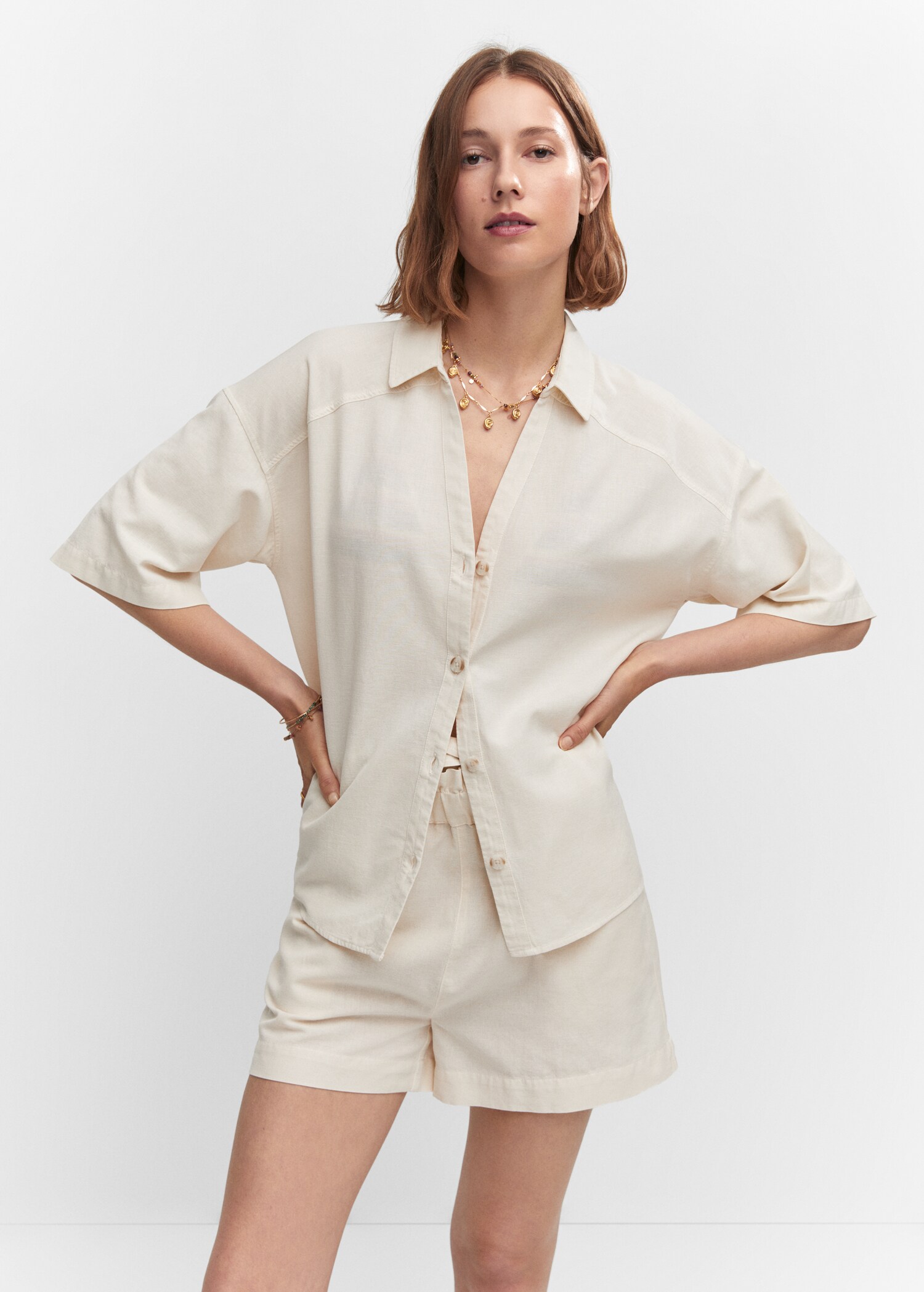 Cotton linen-blend shirt - Medium plane
