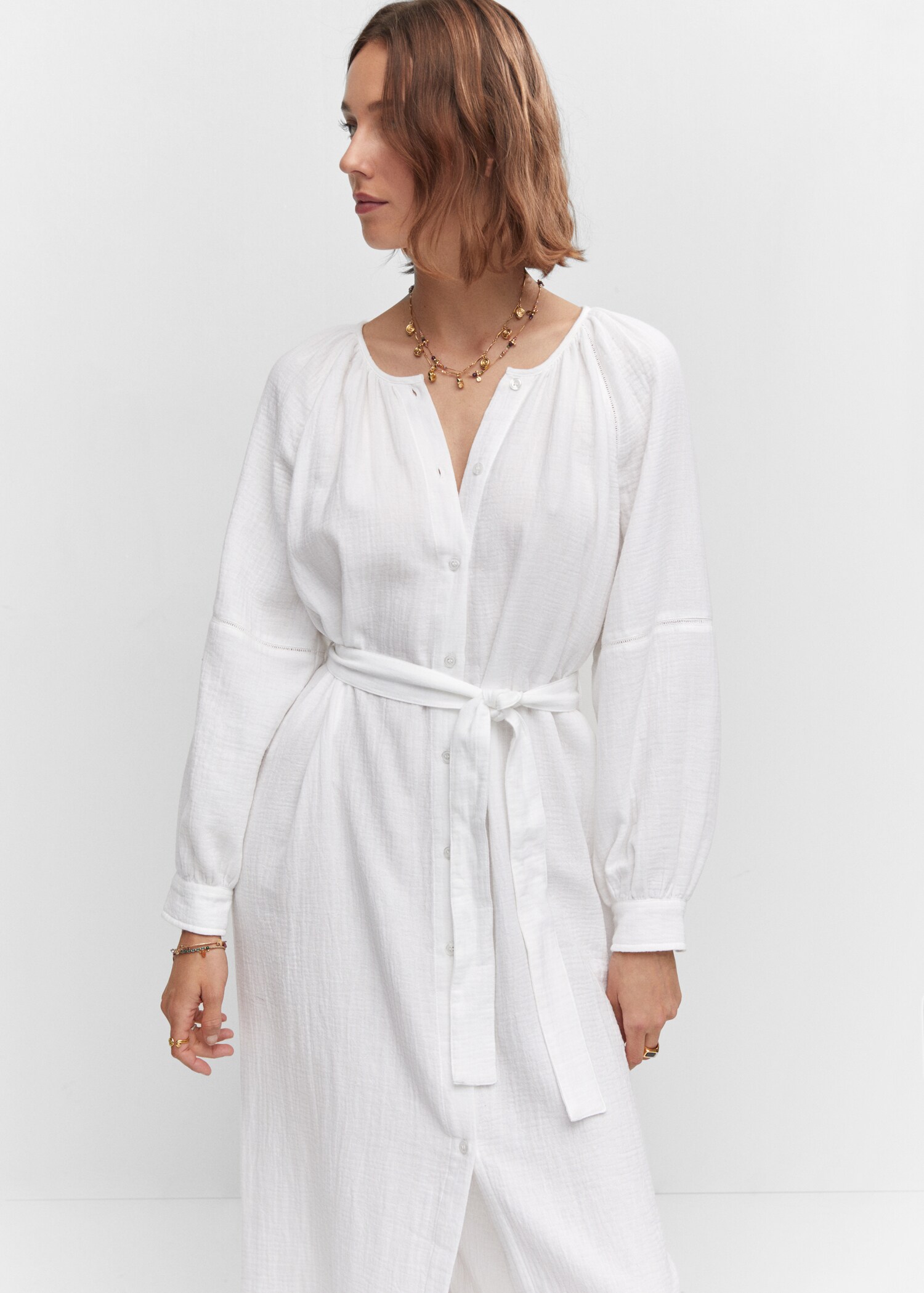 Robe coton ceinture - Plan moyen