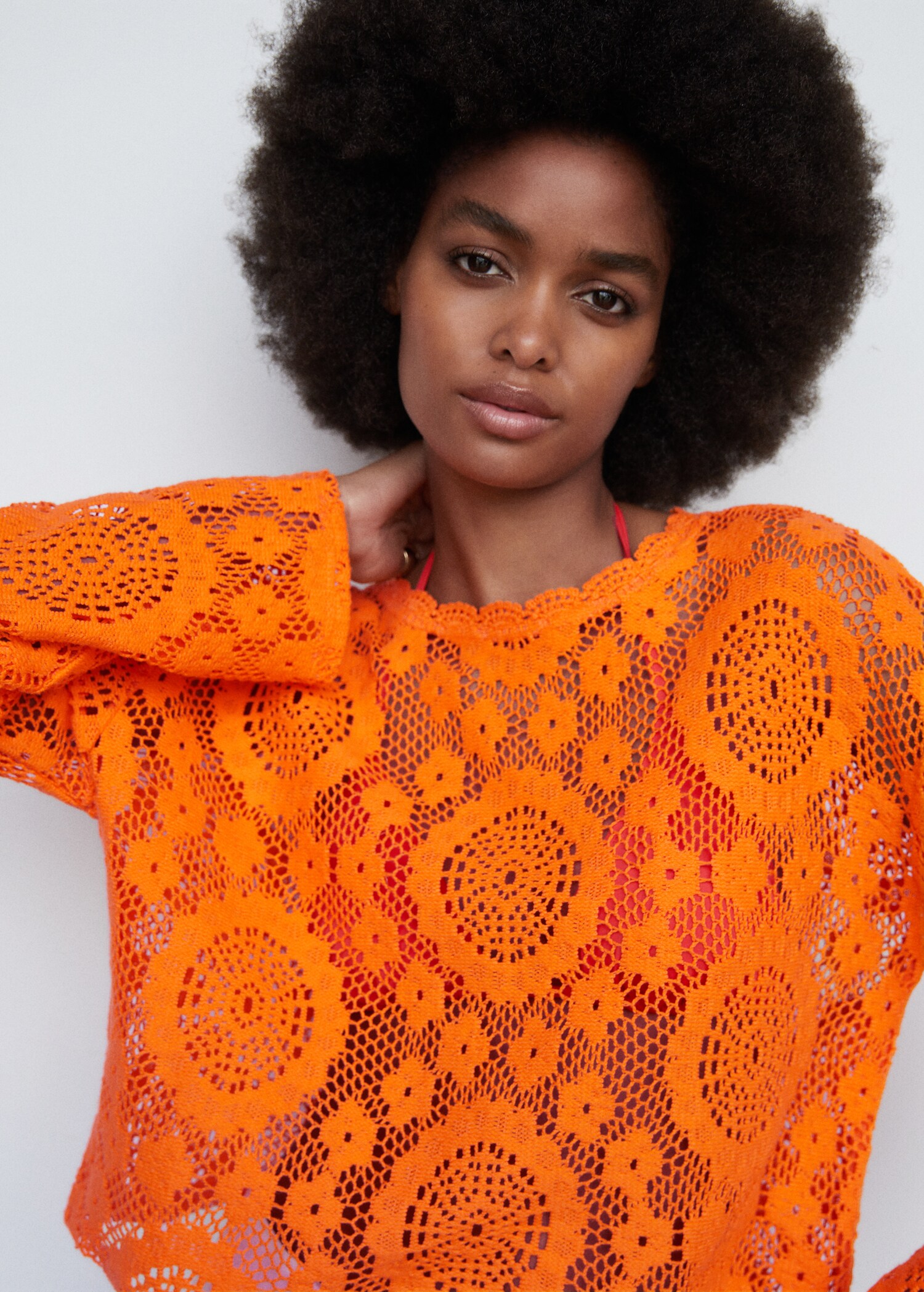 Embroidered openwork t-shirt - Details of the article 1