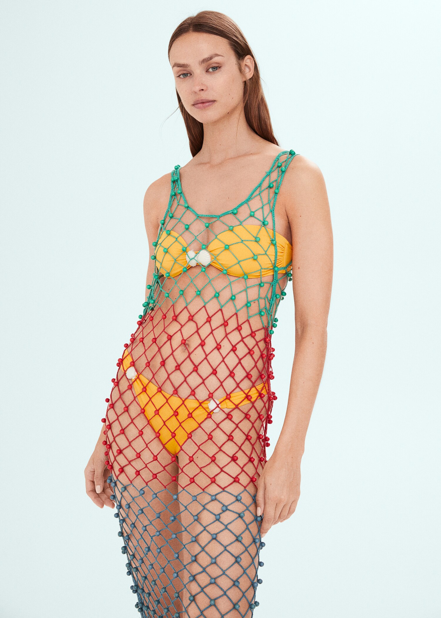 Multi-coloured net dress with beads - Women | MANGO Moldova Multi-coloured net dress with beads - Women | MANGO Moldova