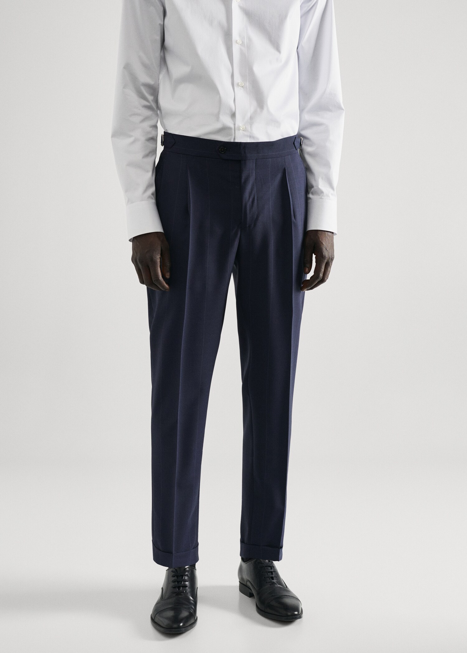 Virgin wool striped suit trousers  - Medium plane