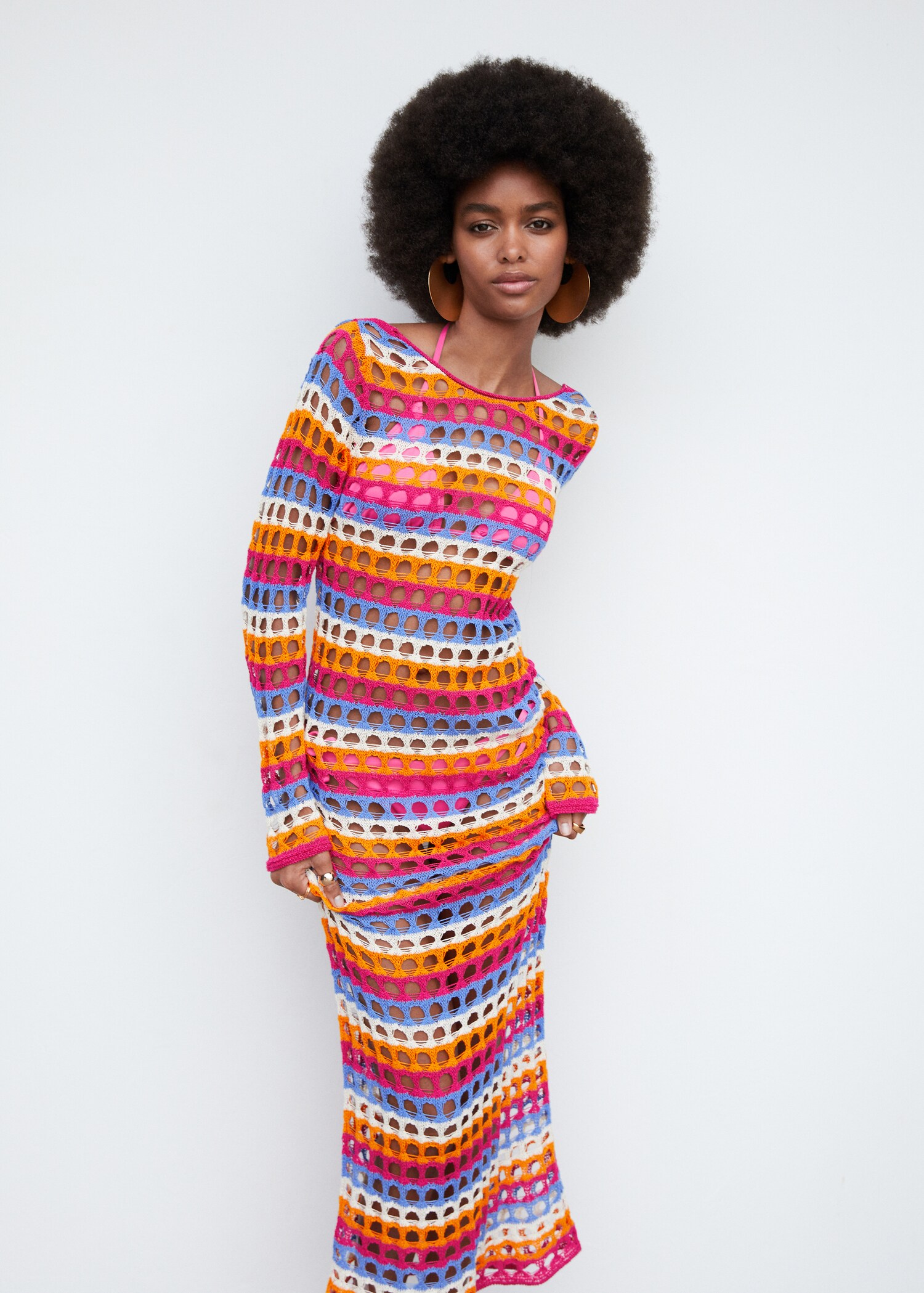 Vestido crochet multicolor - Plano medio