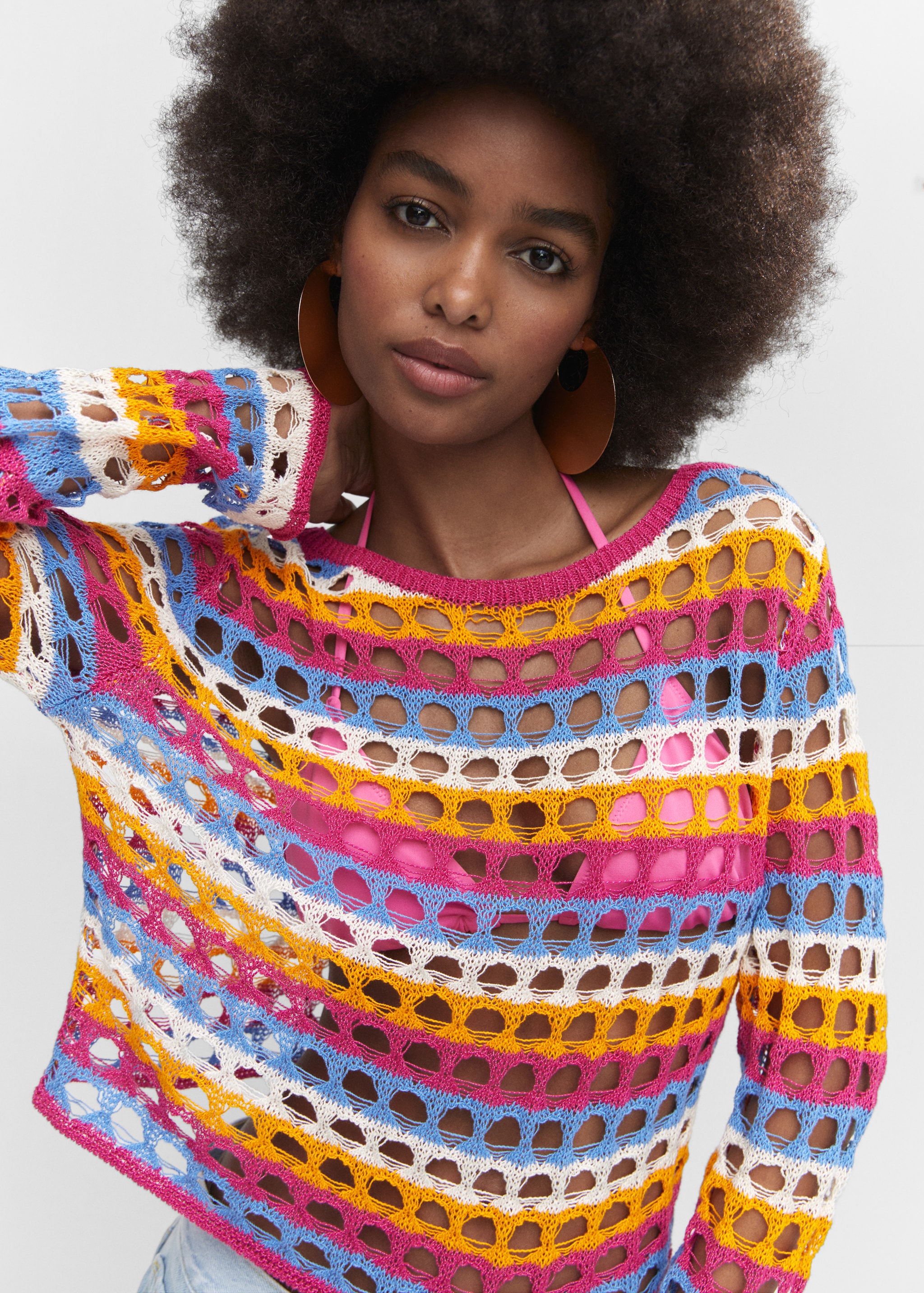 Multi-coloured crochet sweater MANGO Niger - Main Image