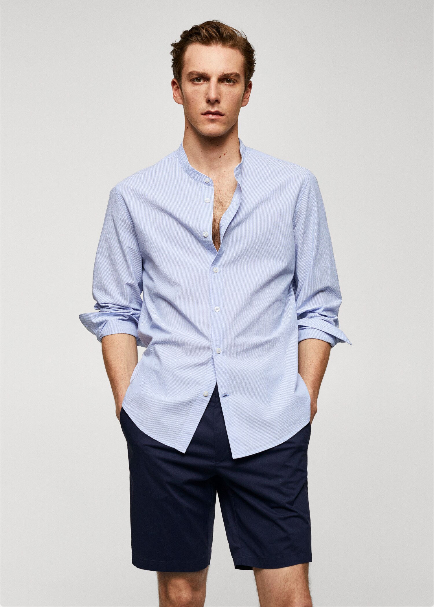 Chemise coton seersucker milleraies - Plan moyen