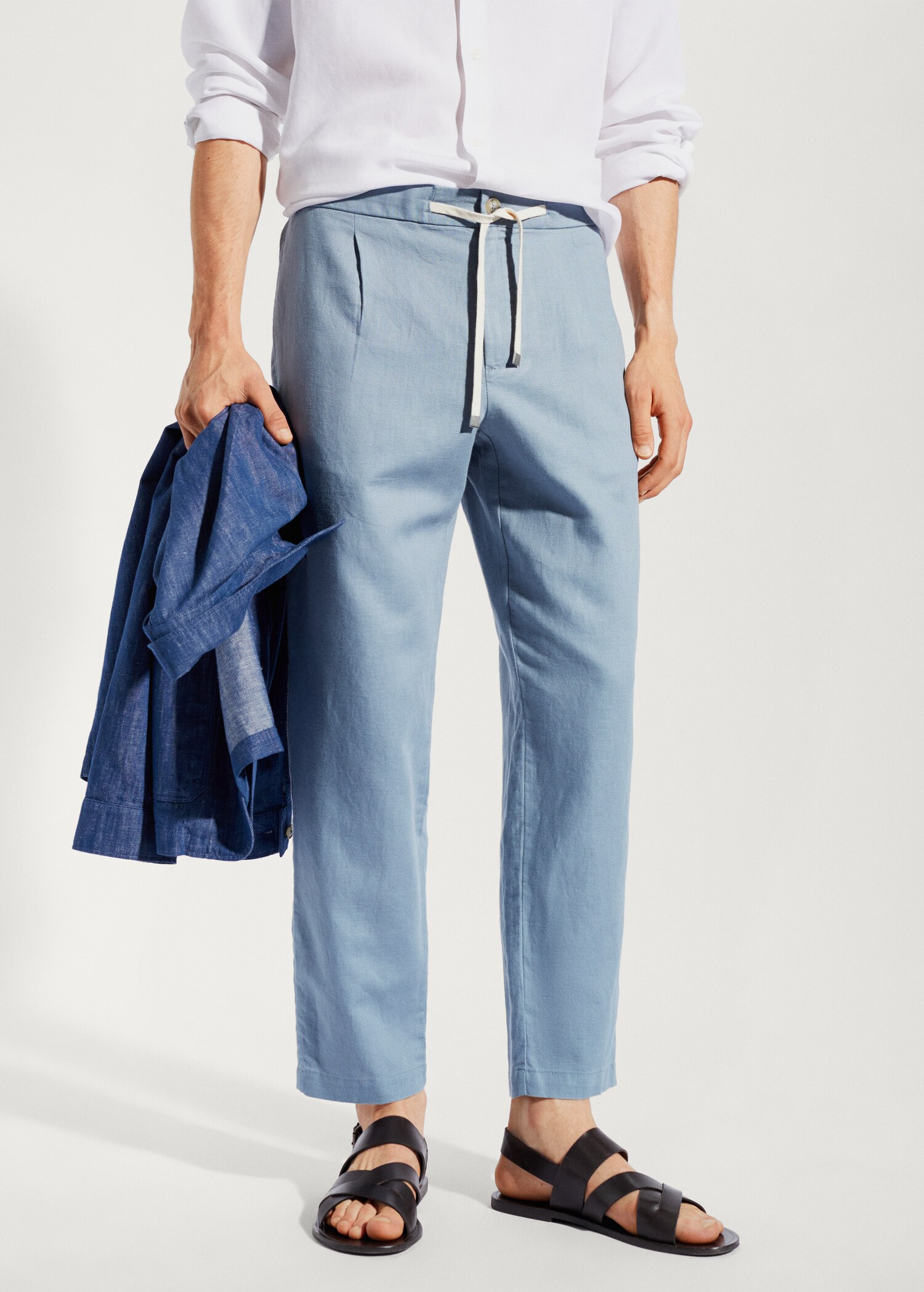 Slim-fit trousers with drawstring  - Medium plane