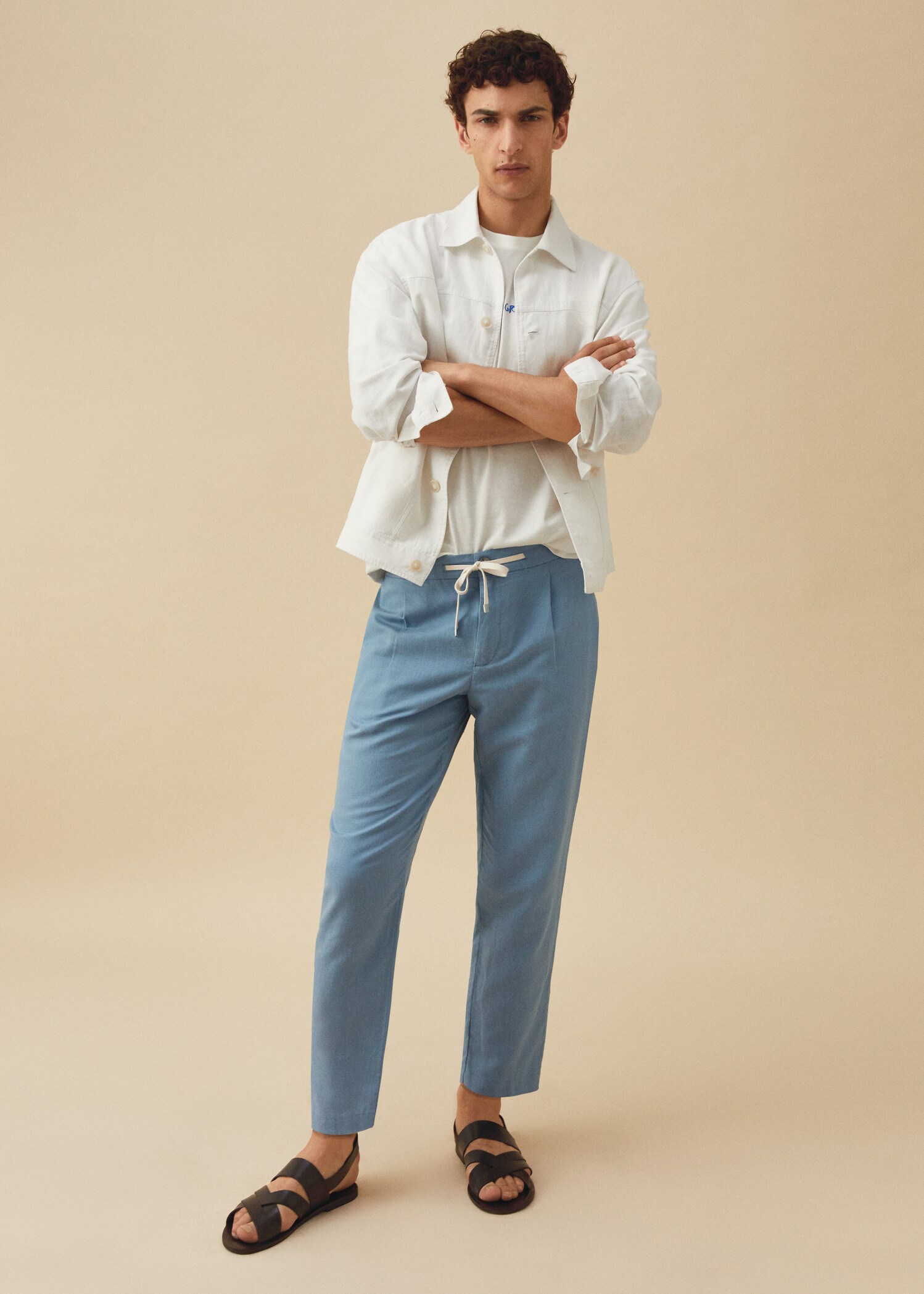 Slim-fit trousers with drawstring  - Details of the article 6