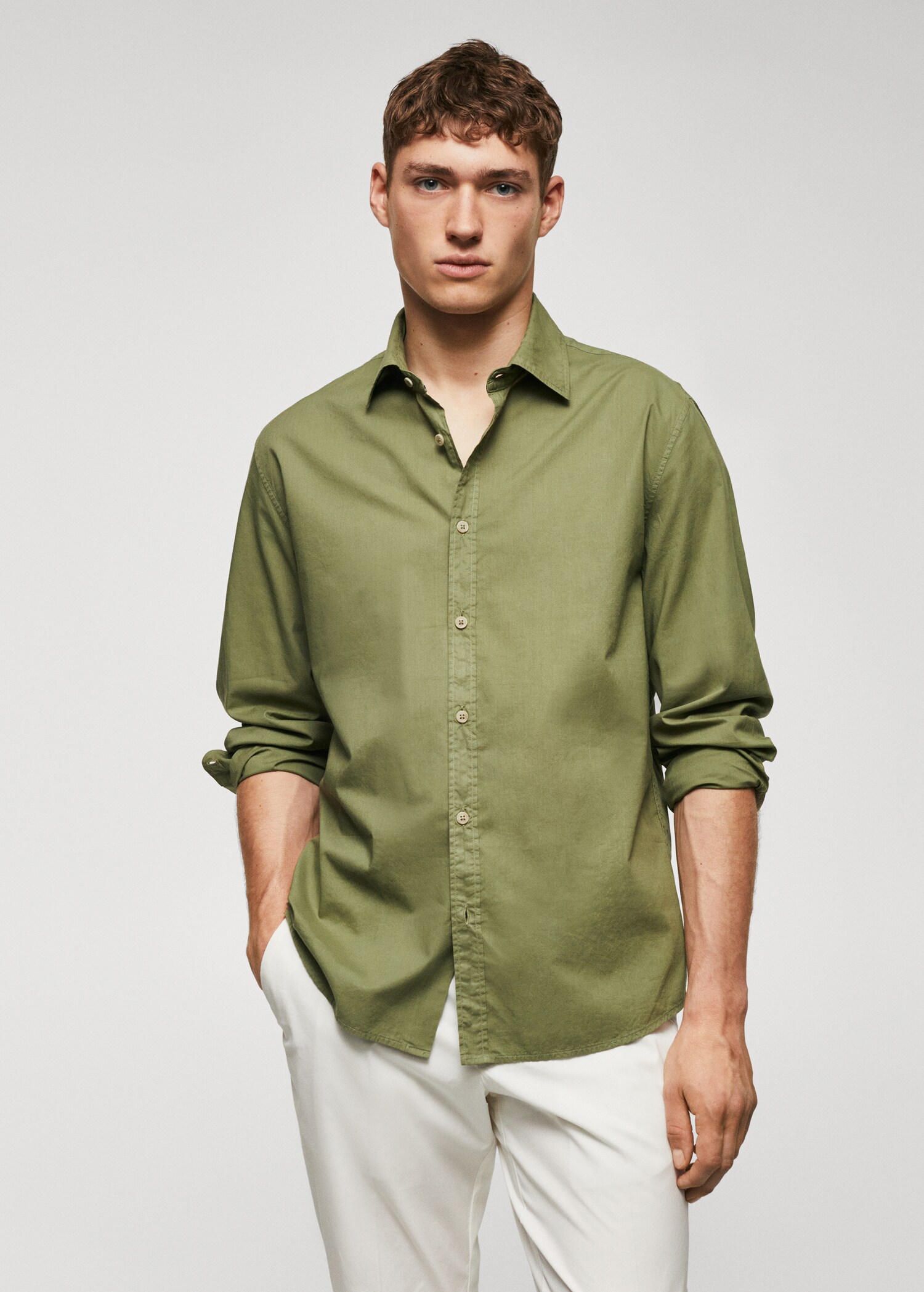 Chemise regular-fit voile de coton - Plan moyen