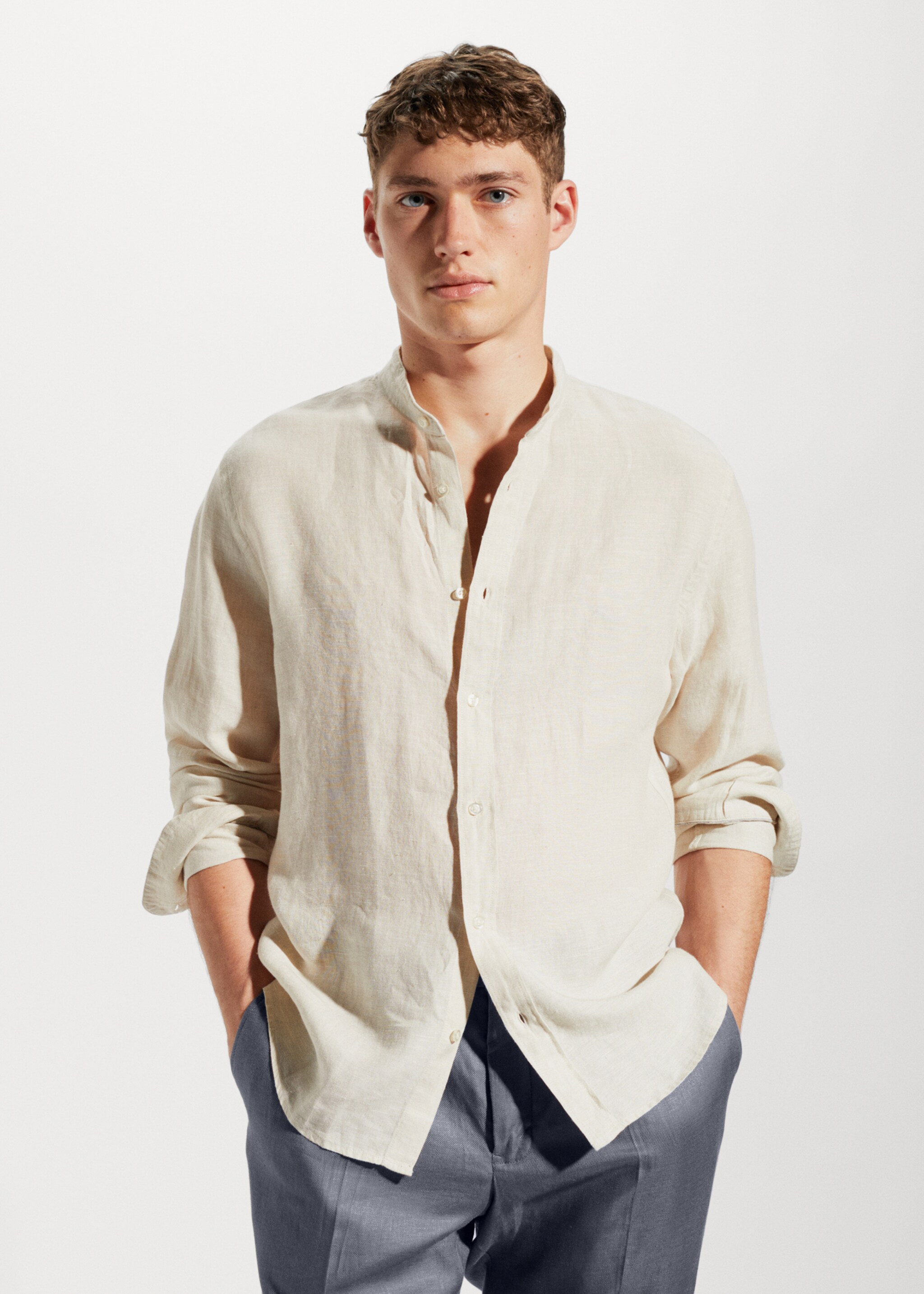 100% linen Mao collar shirt - Medium plane