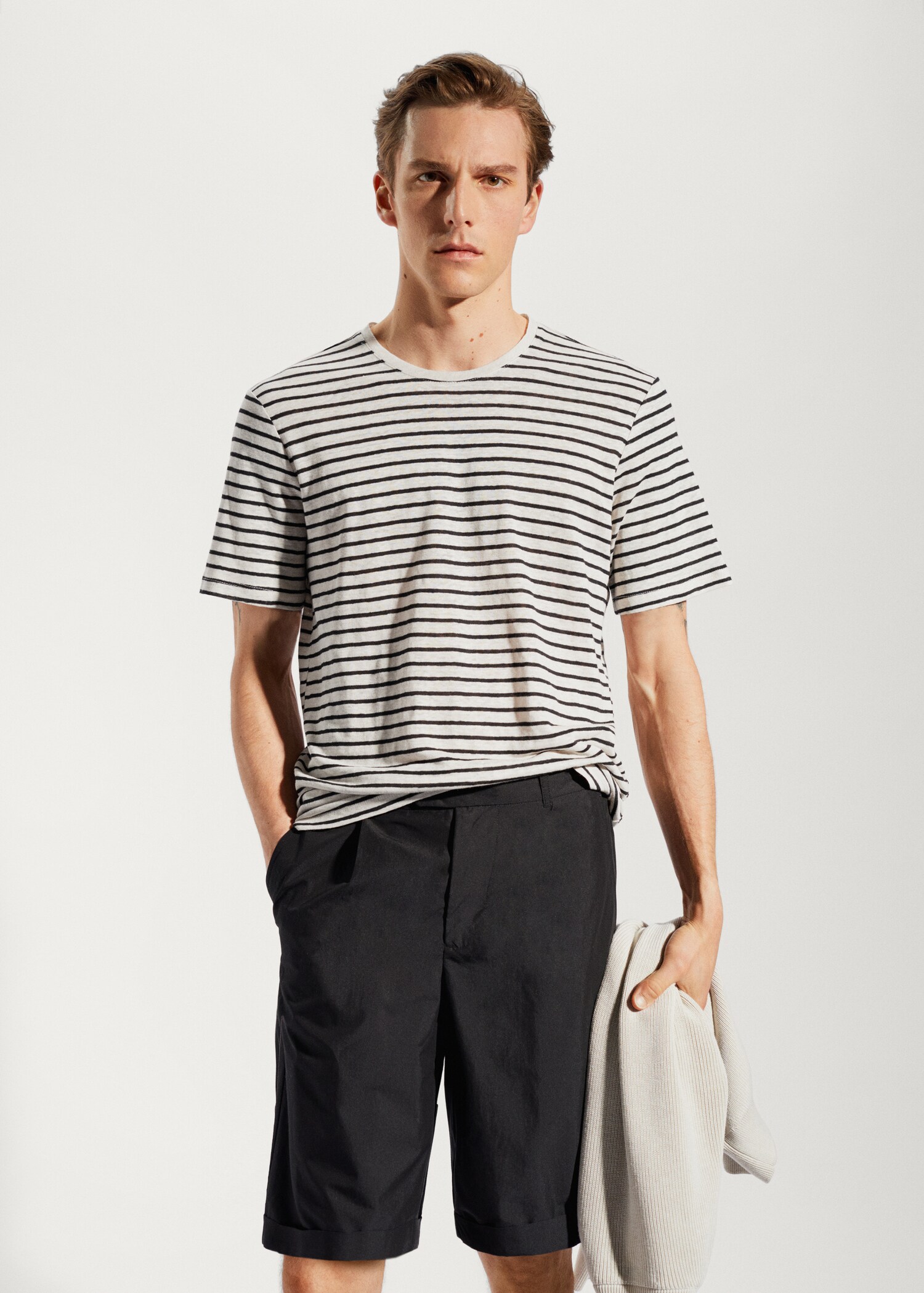 100% linen striped t-shirt - Medium plane