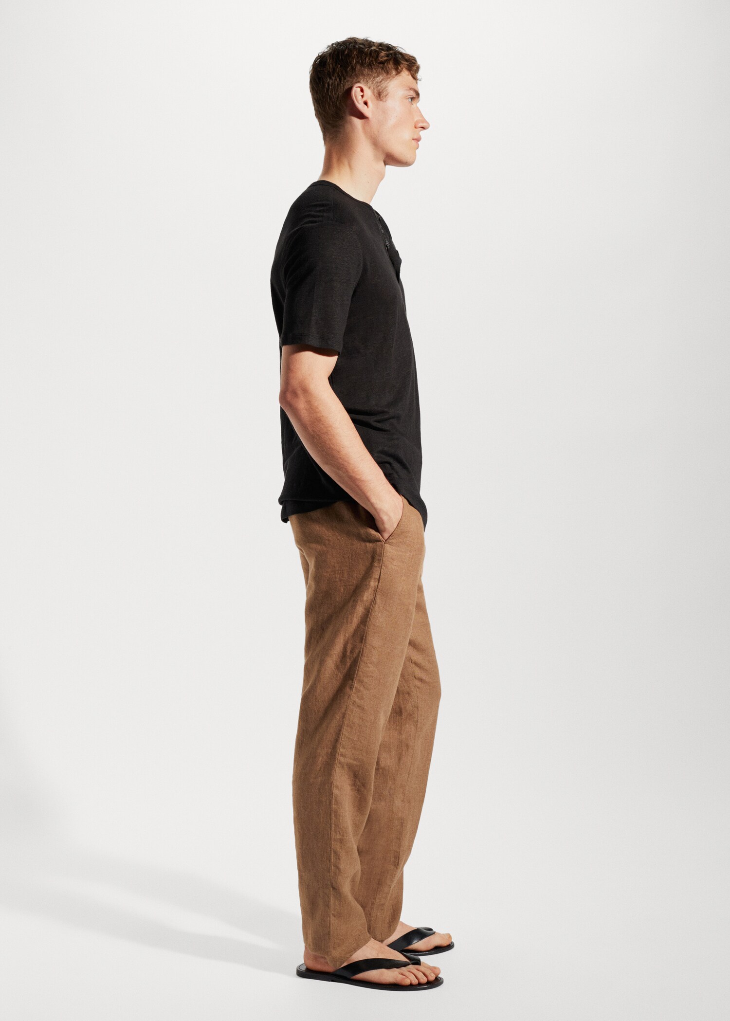 100% linen Henley t-shirt - Details of the article 2