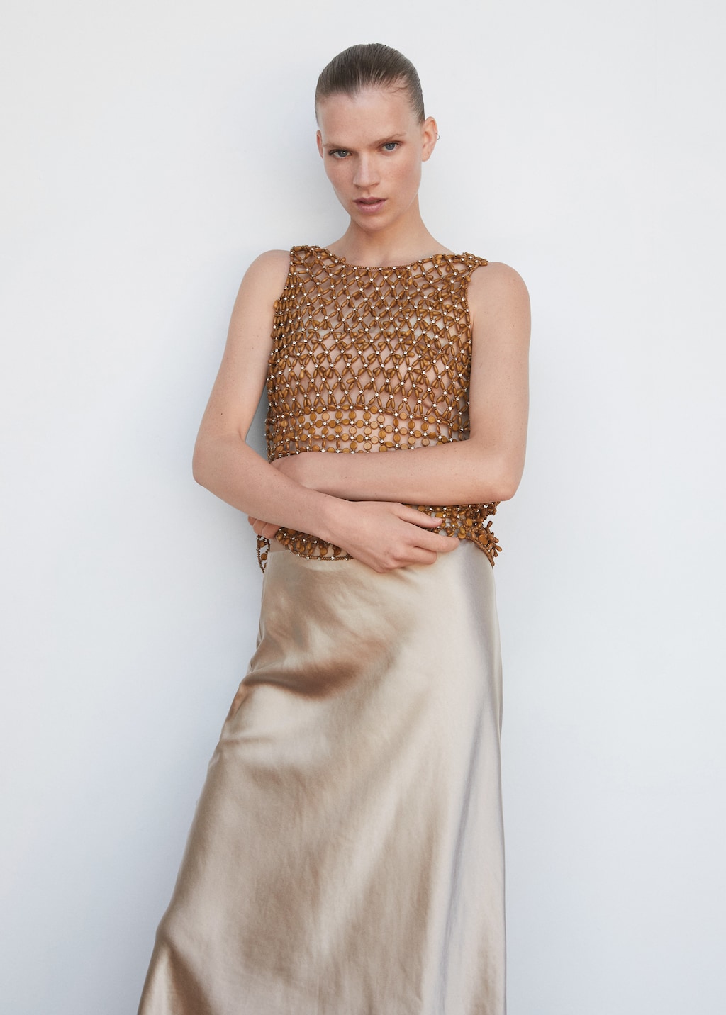Beaded open-work top | MANGO Kosovo
