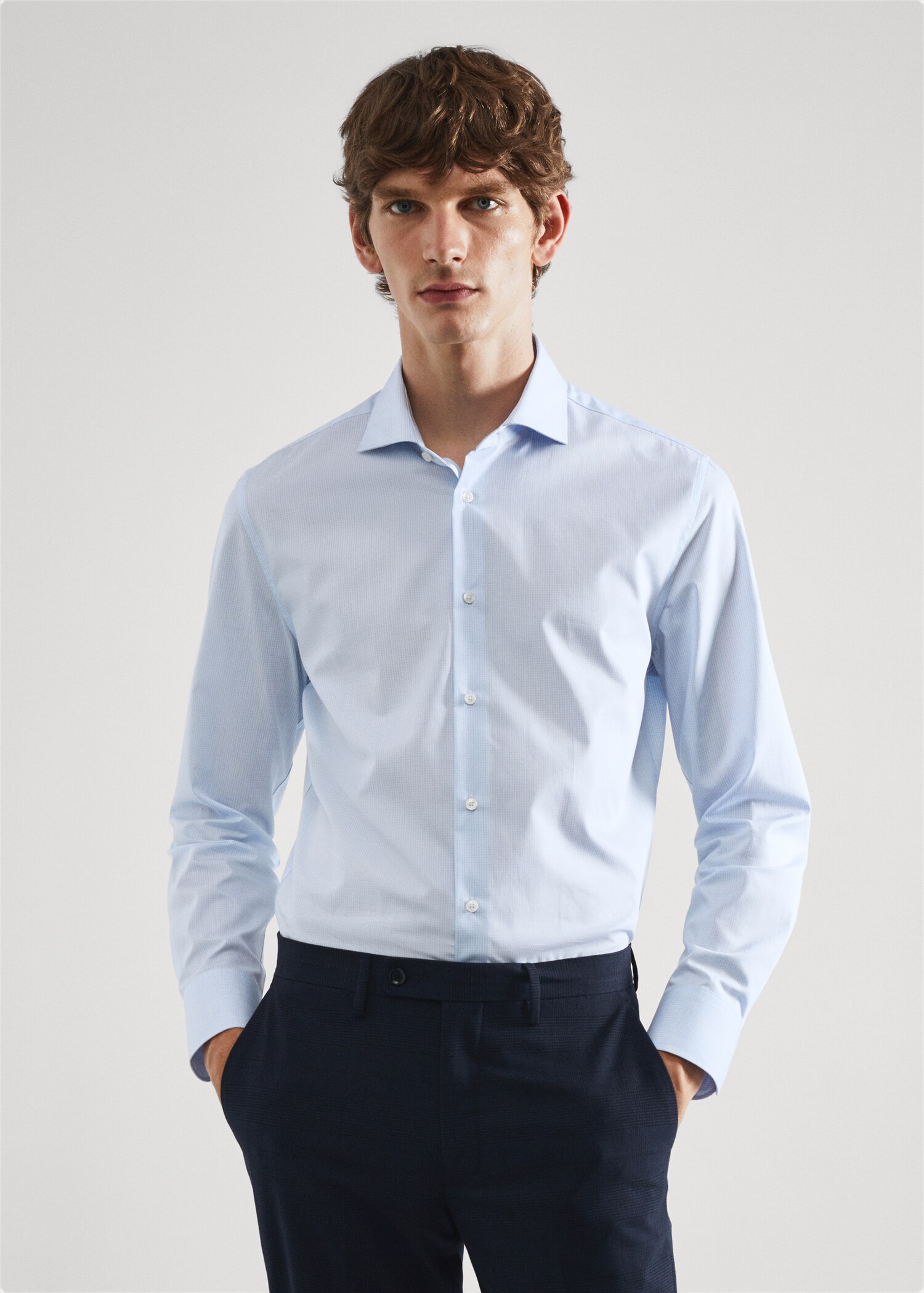 Chemise costume slim-fit twill micro-imprimé - Plan moyen