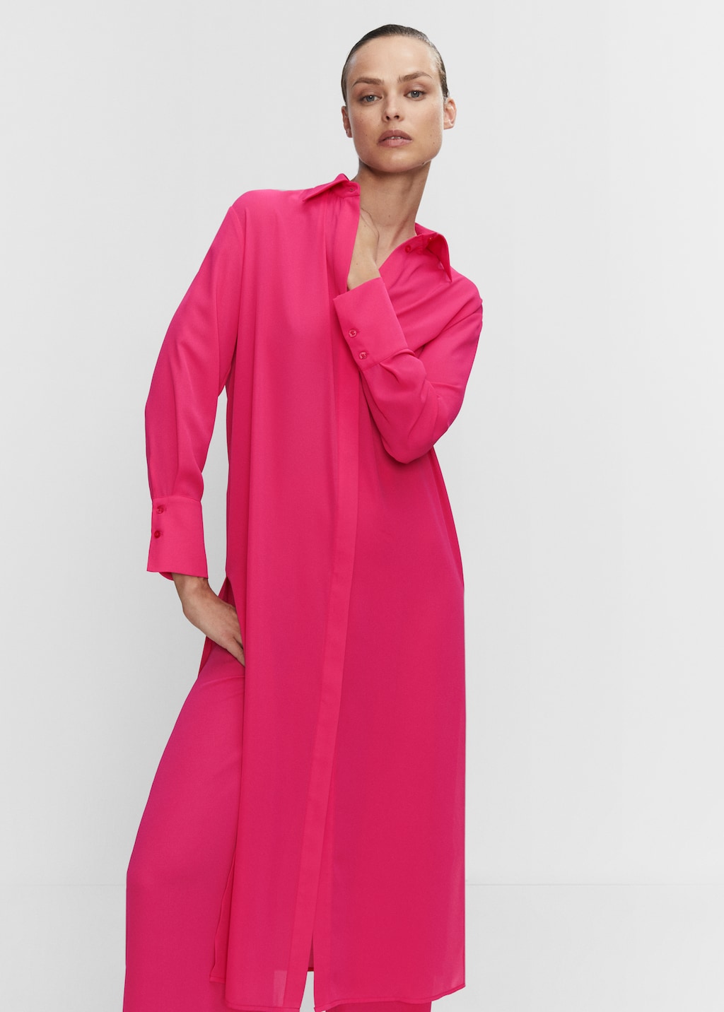 Shirt dress with slits Women MANGO Montenegro