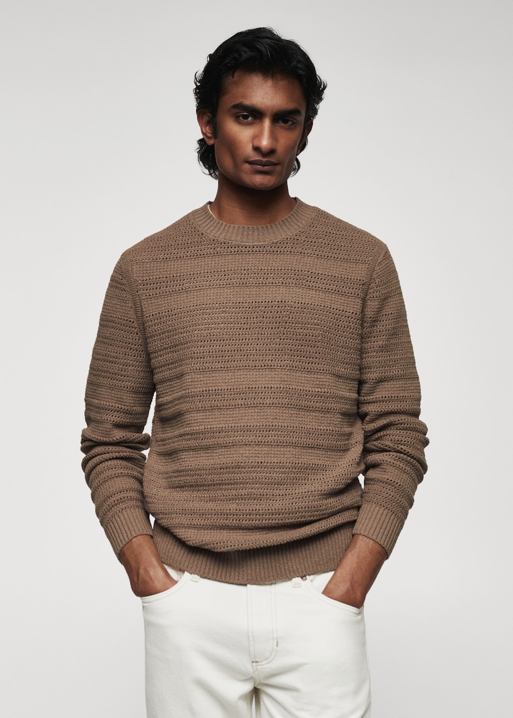 Pull over ajoure coton Homme MANGO Cote d Ivoire