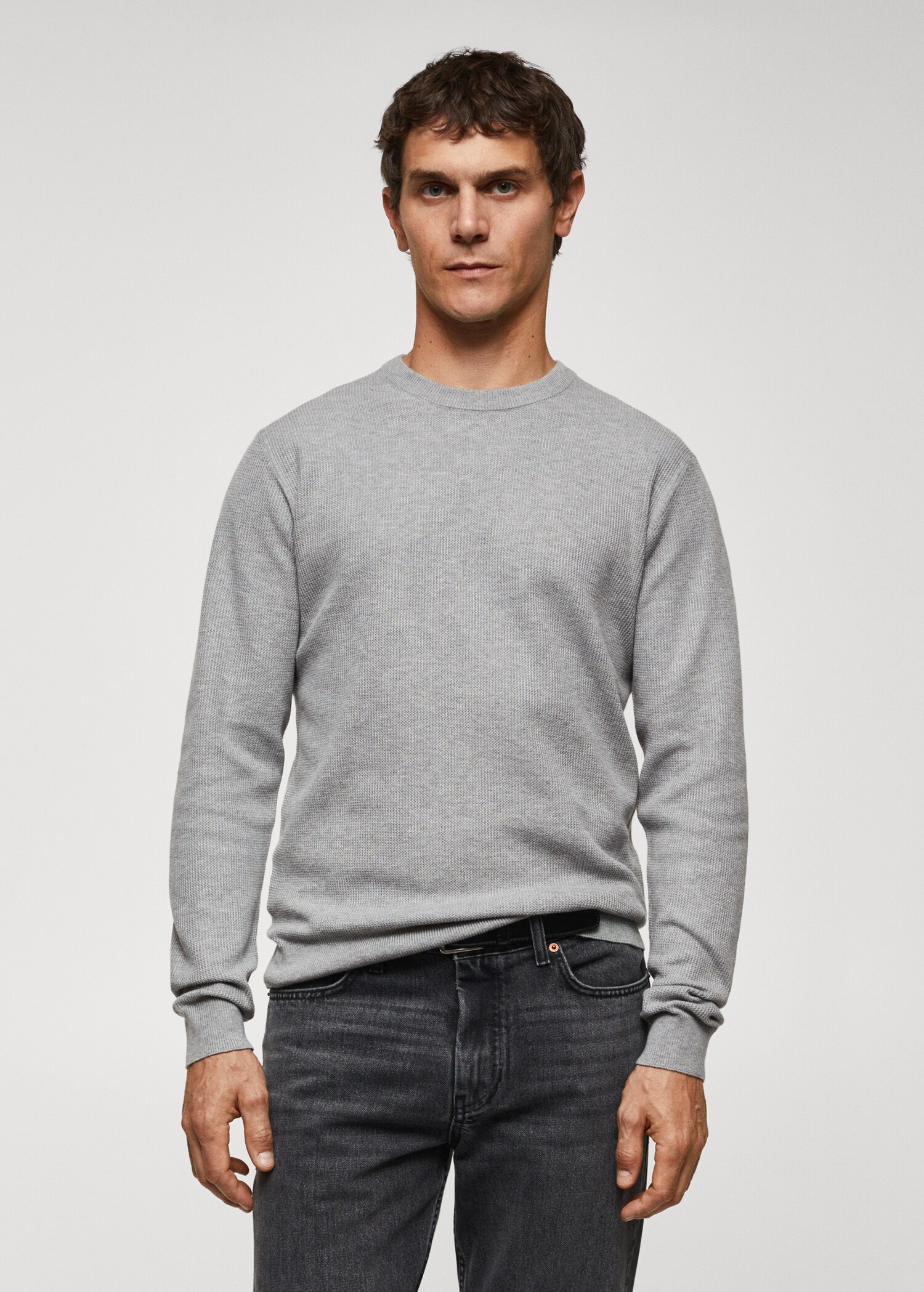 Structured cotton sweater - Medium plane