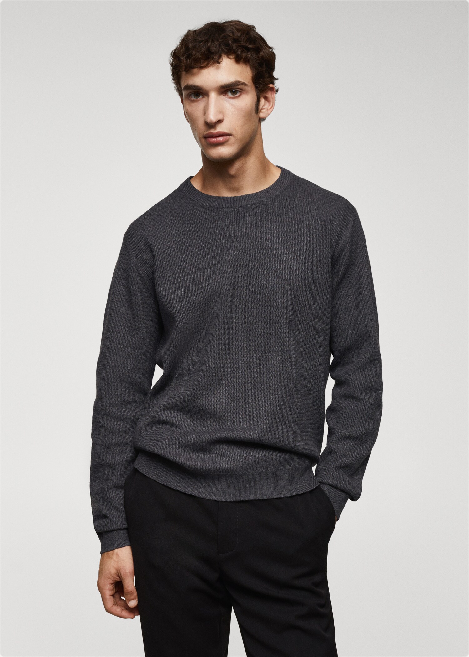 Structured cotton sweater - Medium plane