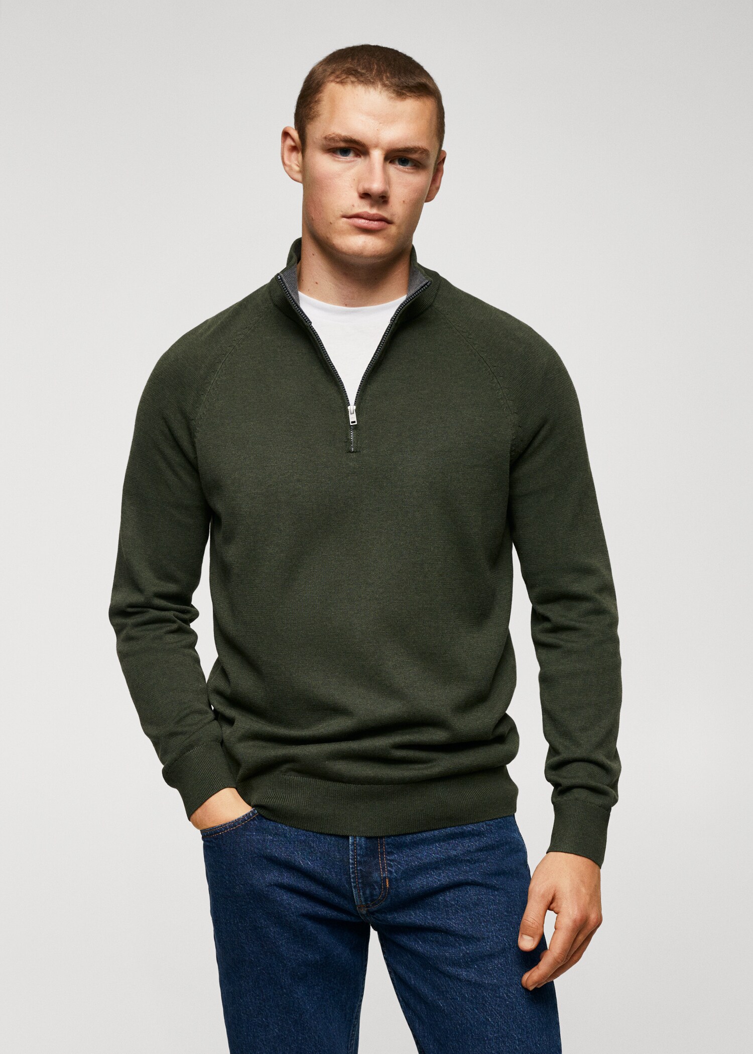 Pullover cotone collo zip - Piano medio