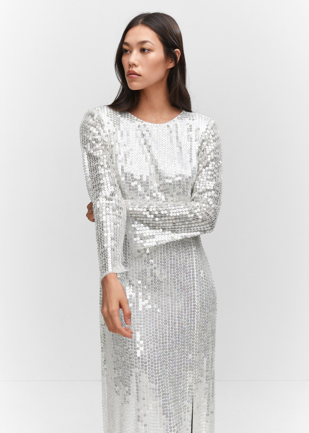Side slit sequined gown