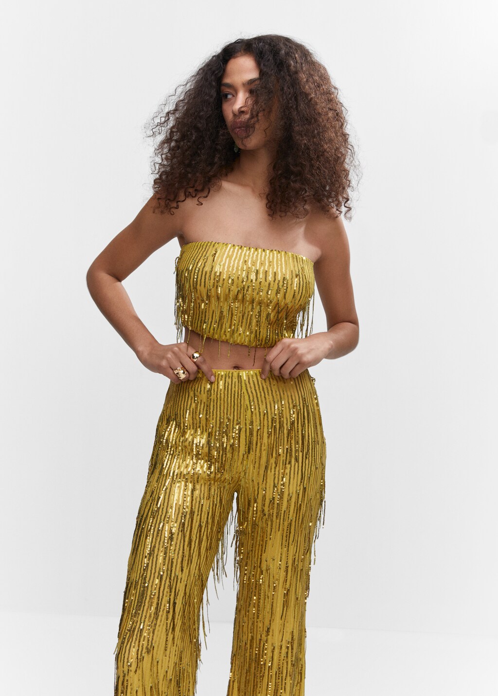 Metallic fringed top - Woman | MANGO Moldova