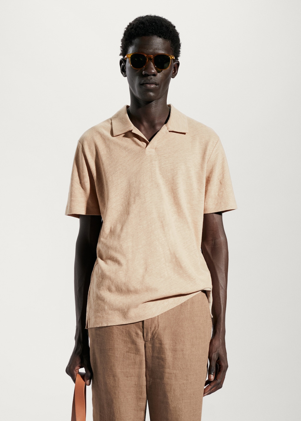Cotton and linen polo shirt