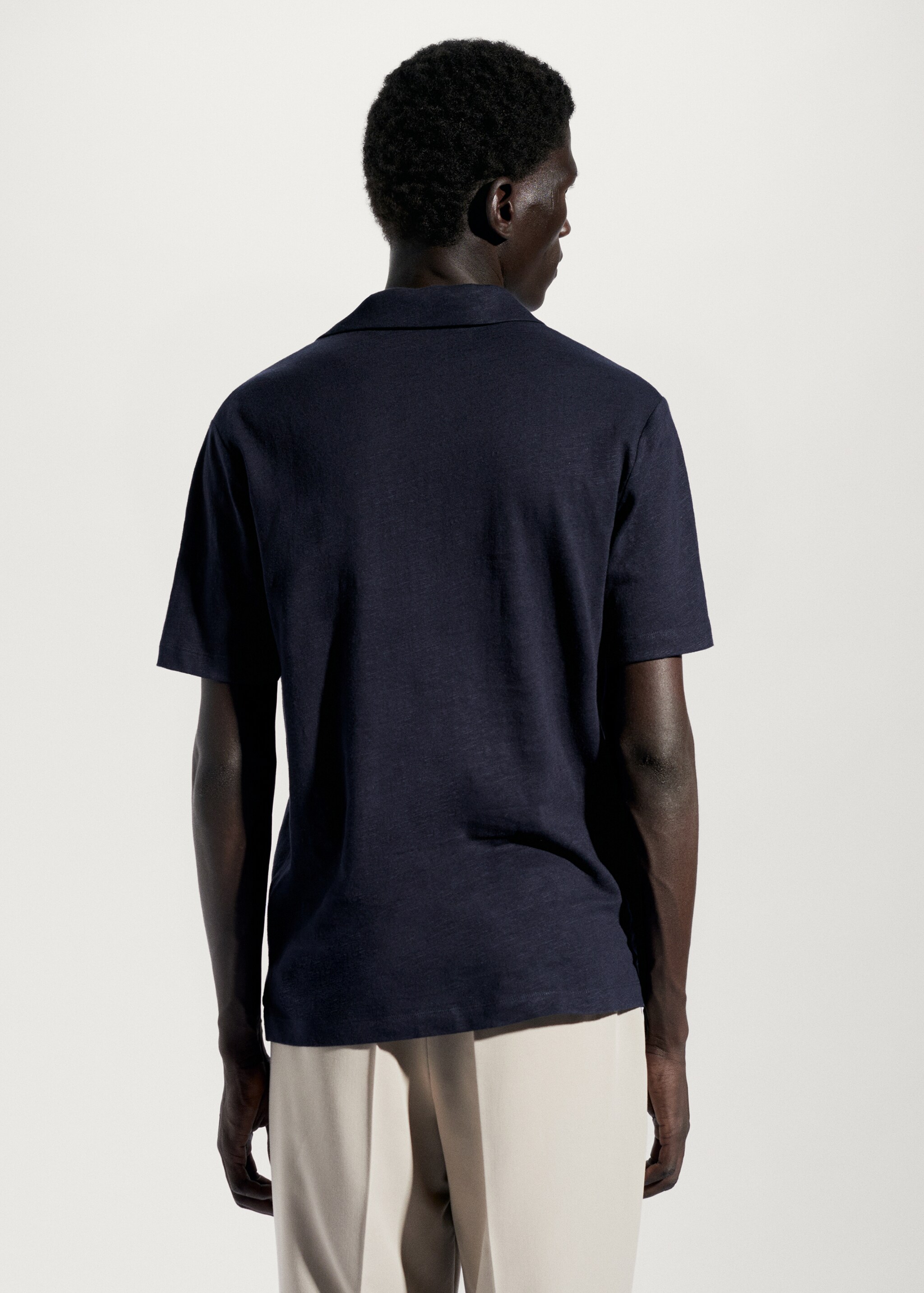 Cotton linen slim-fit polo shirt - Reverse of the article