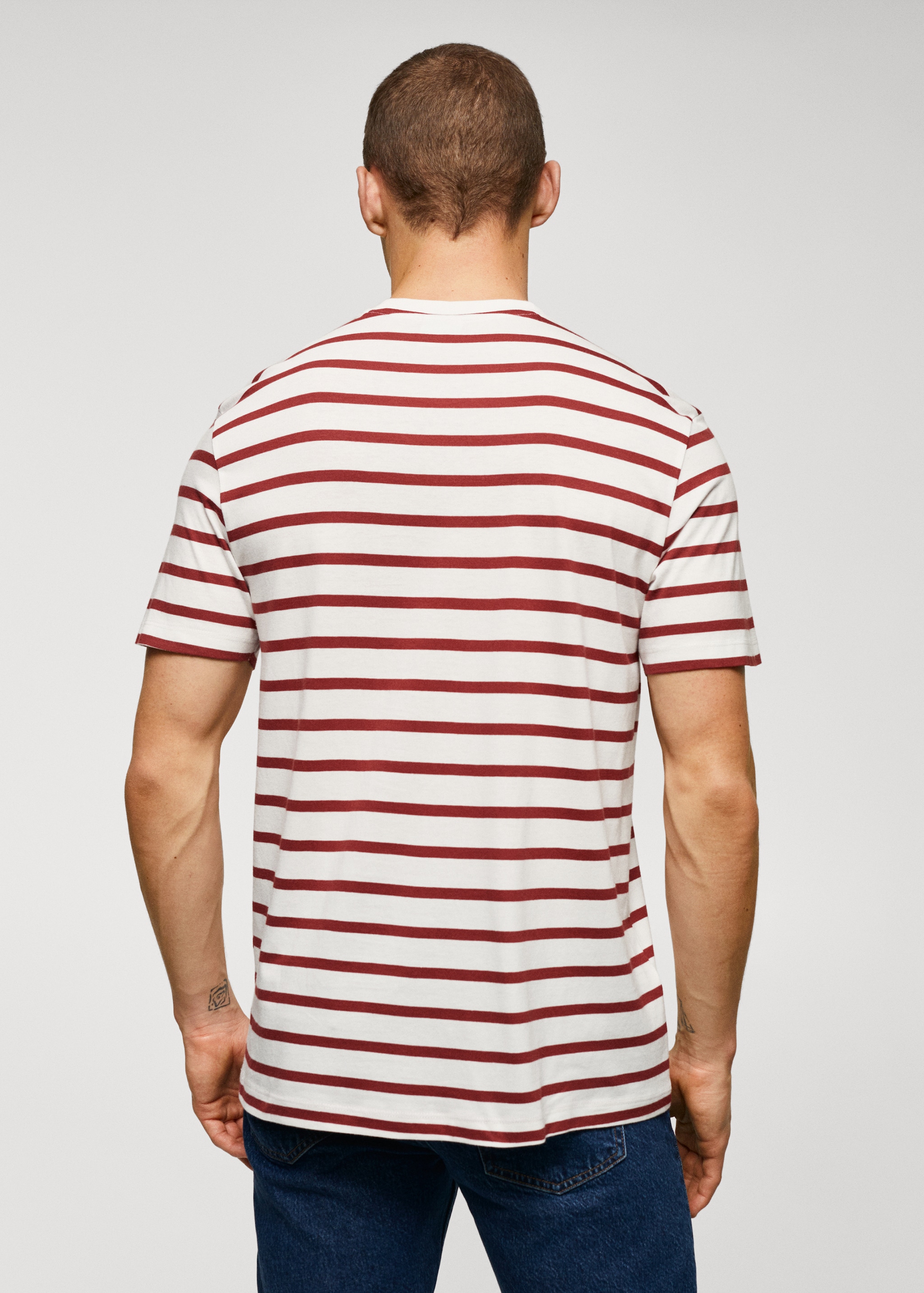 Cotton-modal striped t-shirt - Spatele articolului