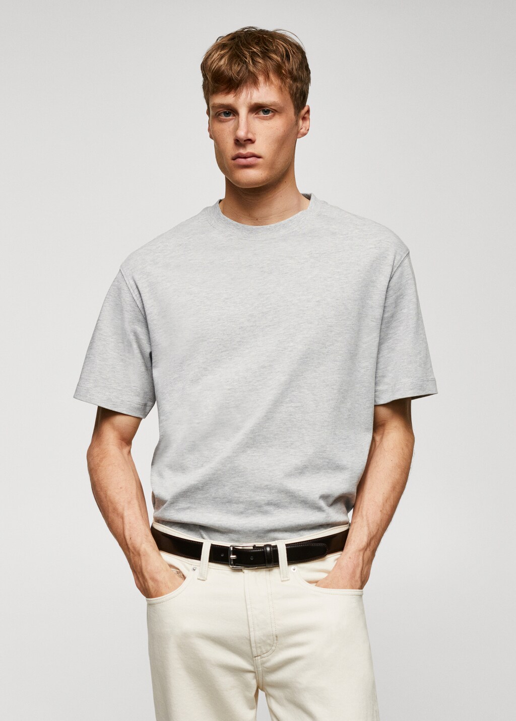 Basic relaxed-fit cotton t-shirt - Men | MANGO Macedonia