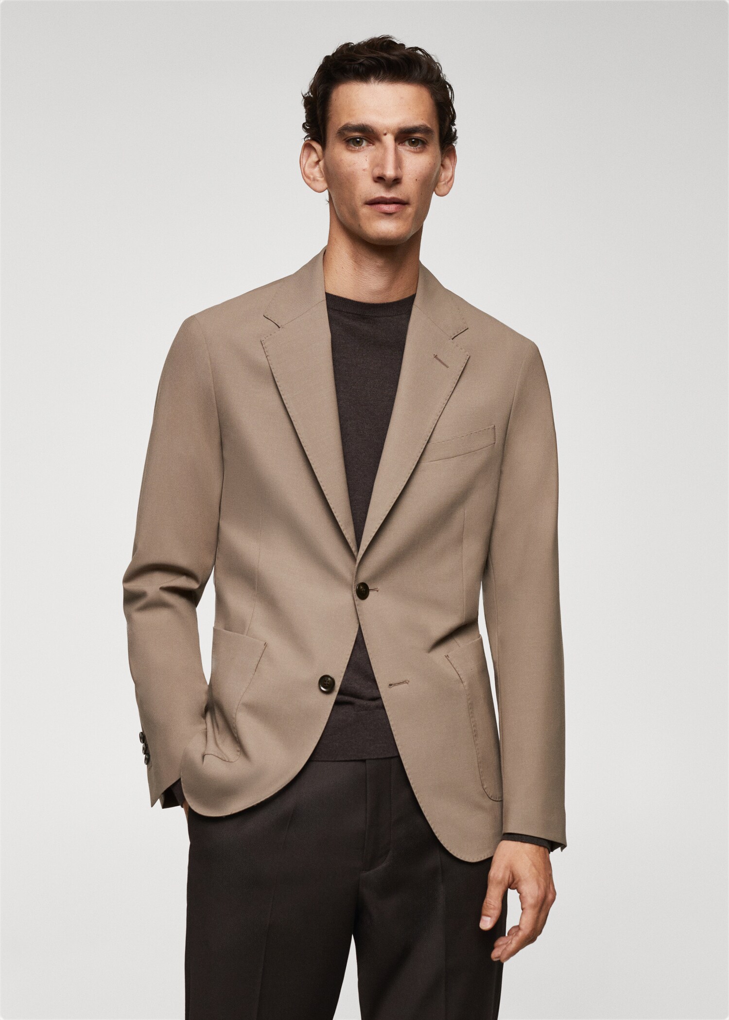 Пиджак slim fit из чистой шерсти - Средний план