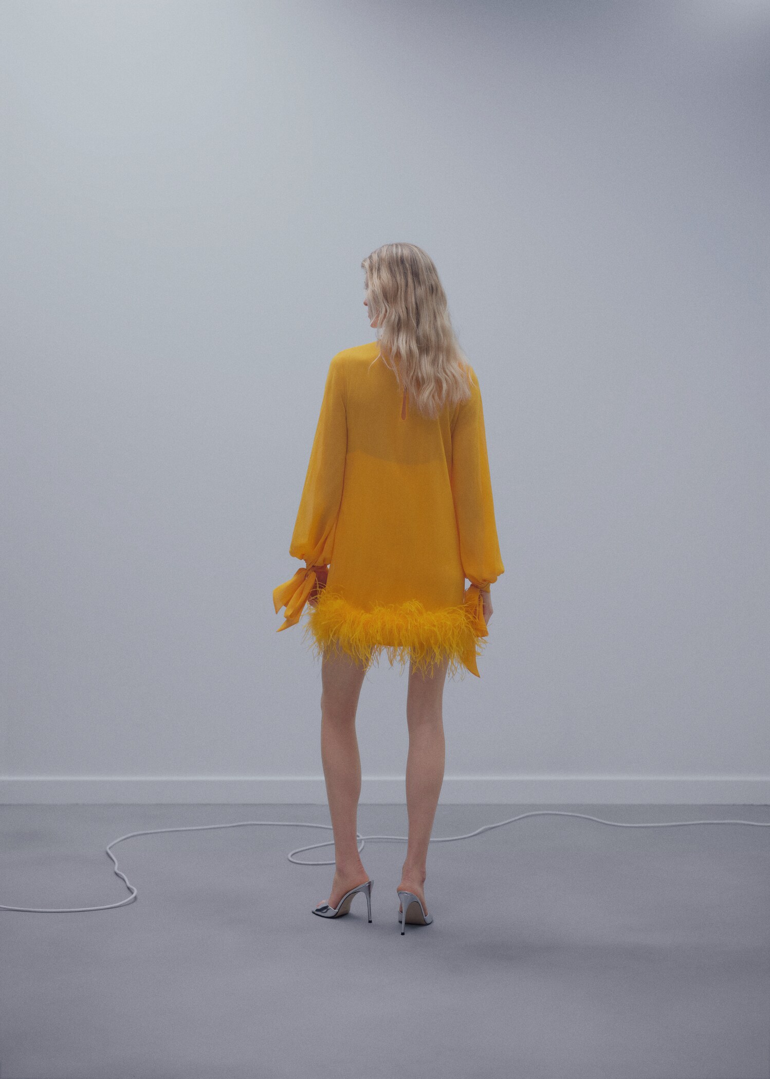 Vestido semitransparente plumas - Reverso del artículo