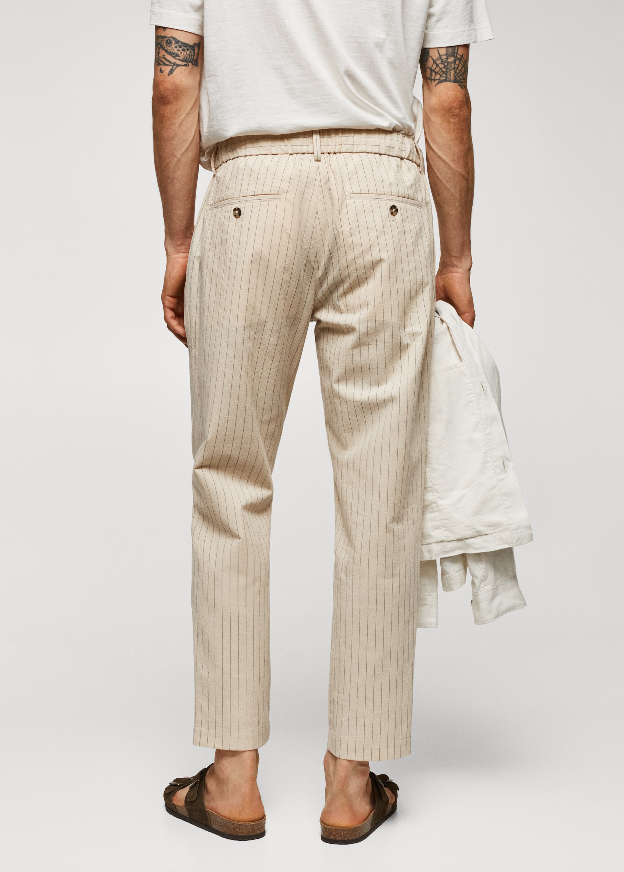 Pantalón algodón-lino seersucker - Reverso del artículo