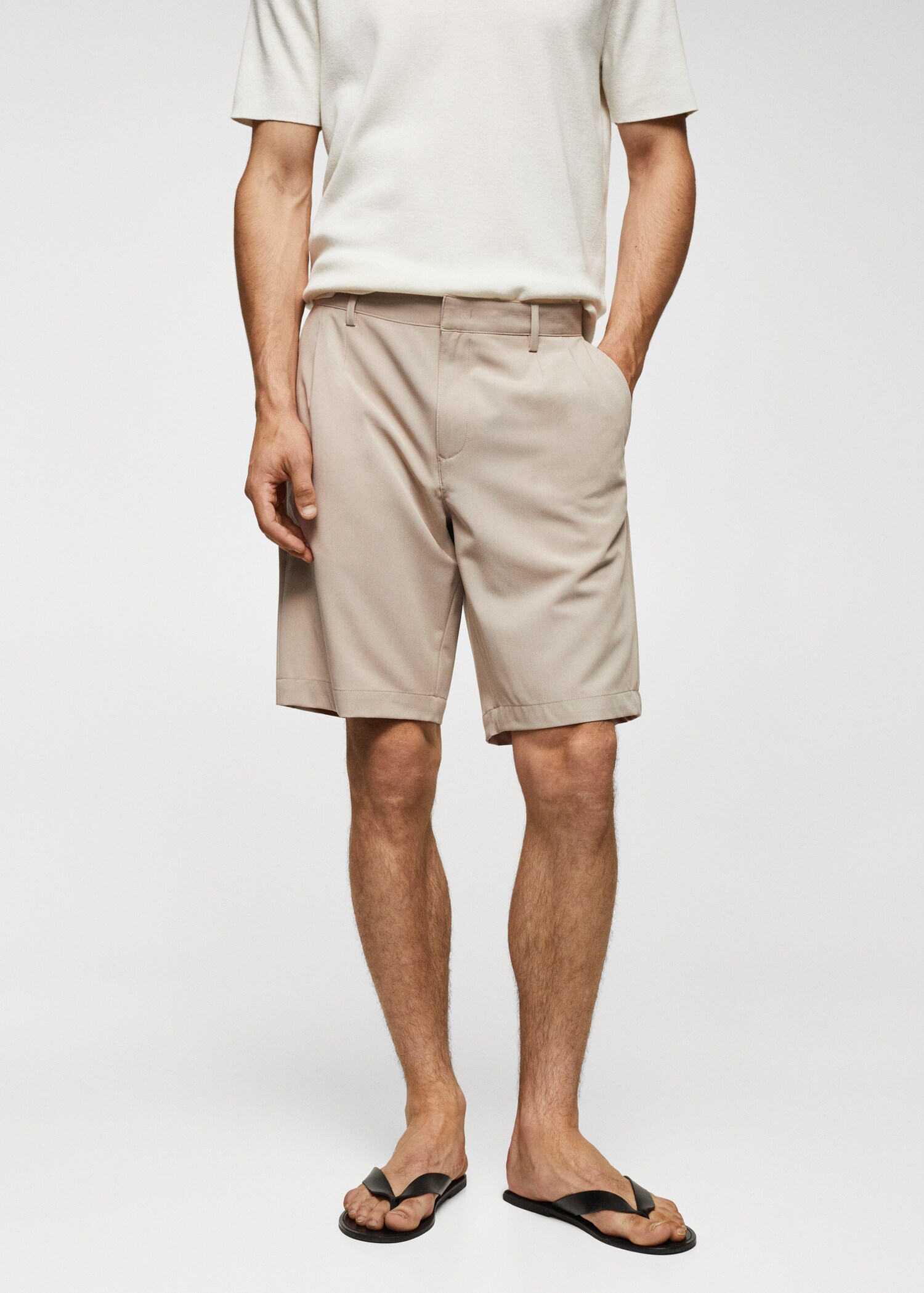 Cotton pleated Bermuda shorts - Medium plane