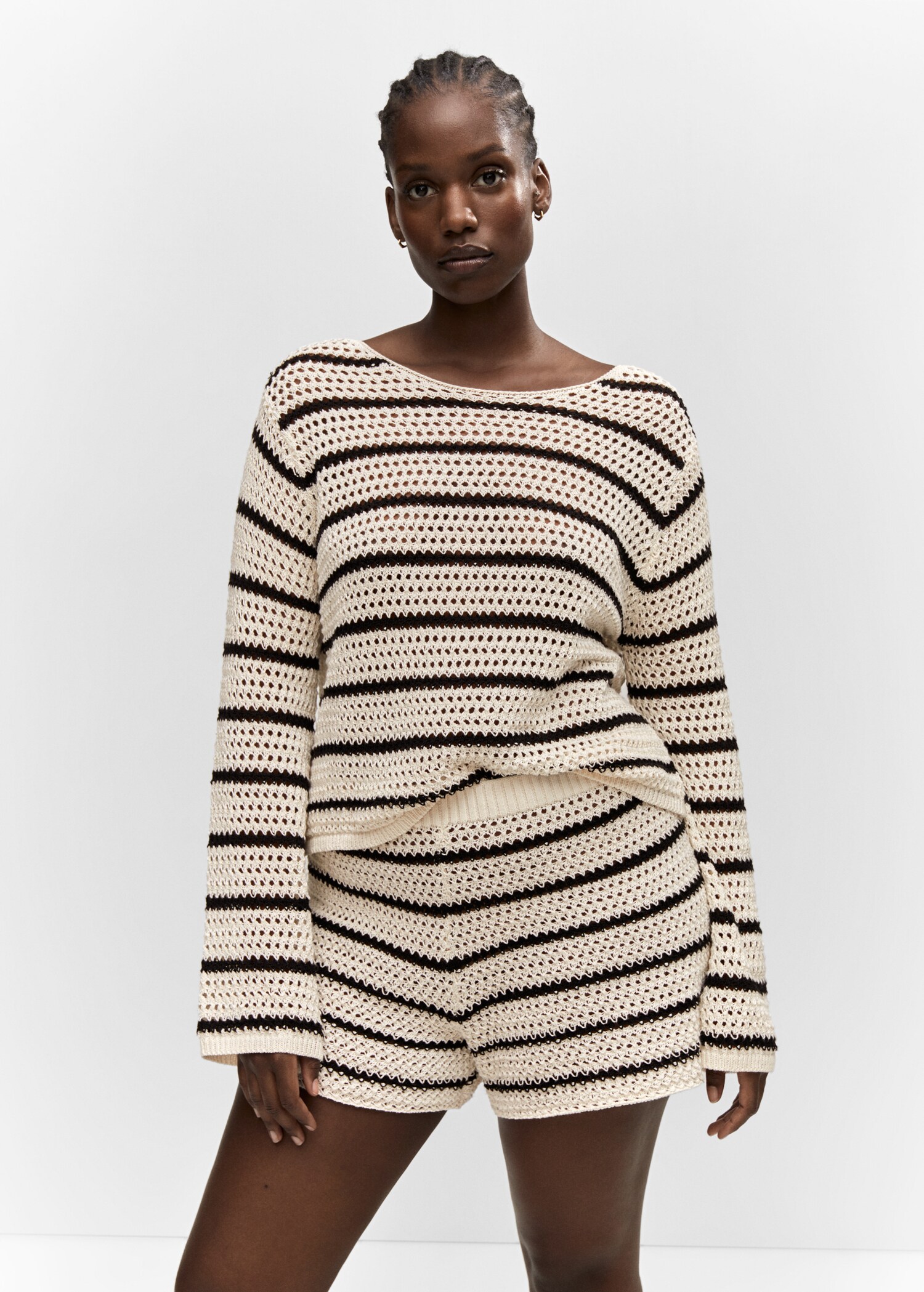 Gestreifter Lochstrickpullover - Detail des Artikels 5