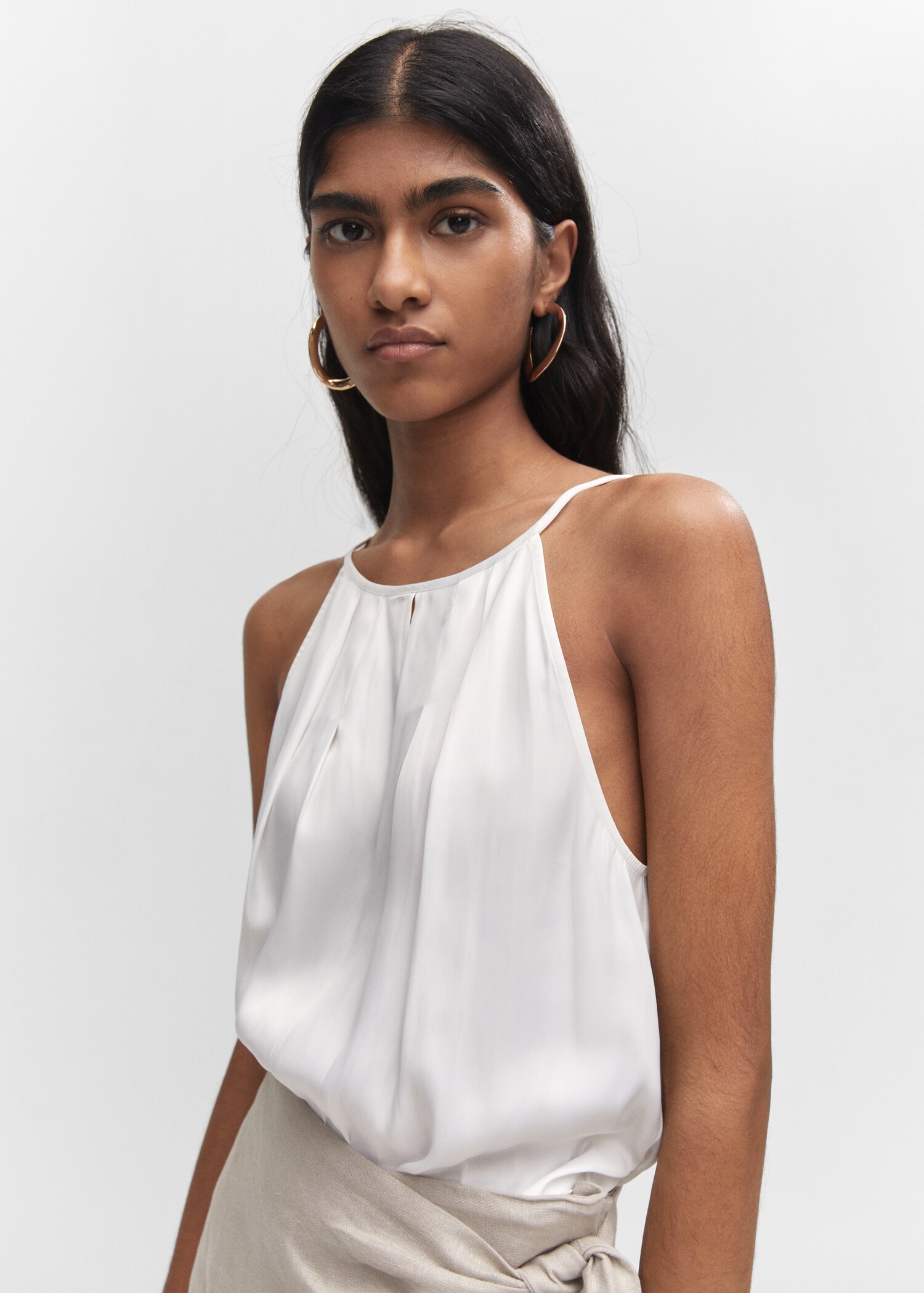 Top satinado cuello halter - Detalle del artículo 1