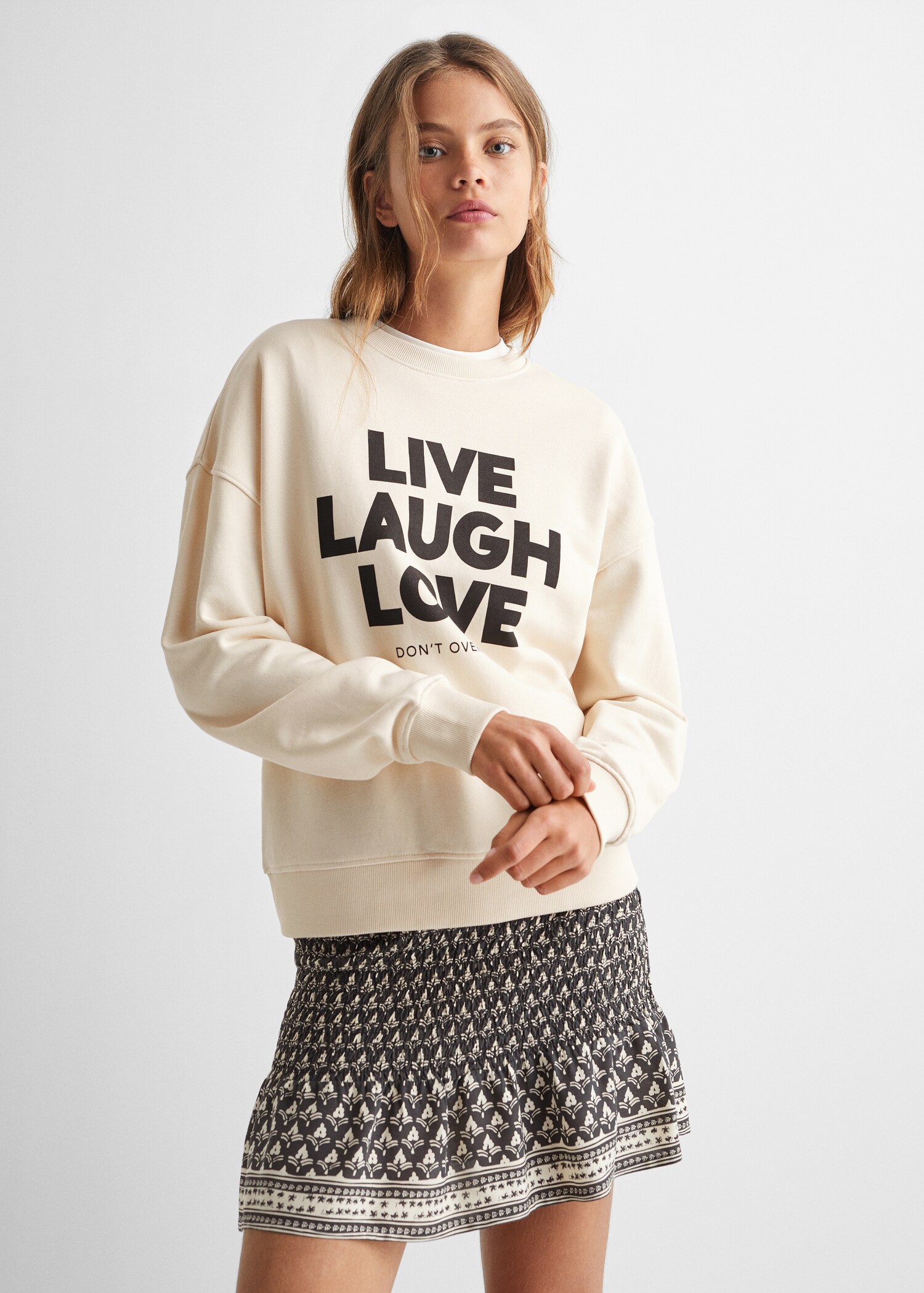 Sudadera algodón estampada - Plano medio