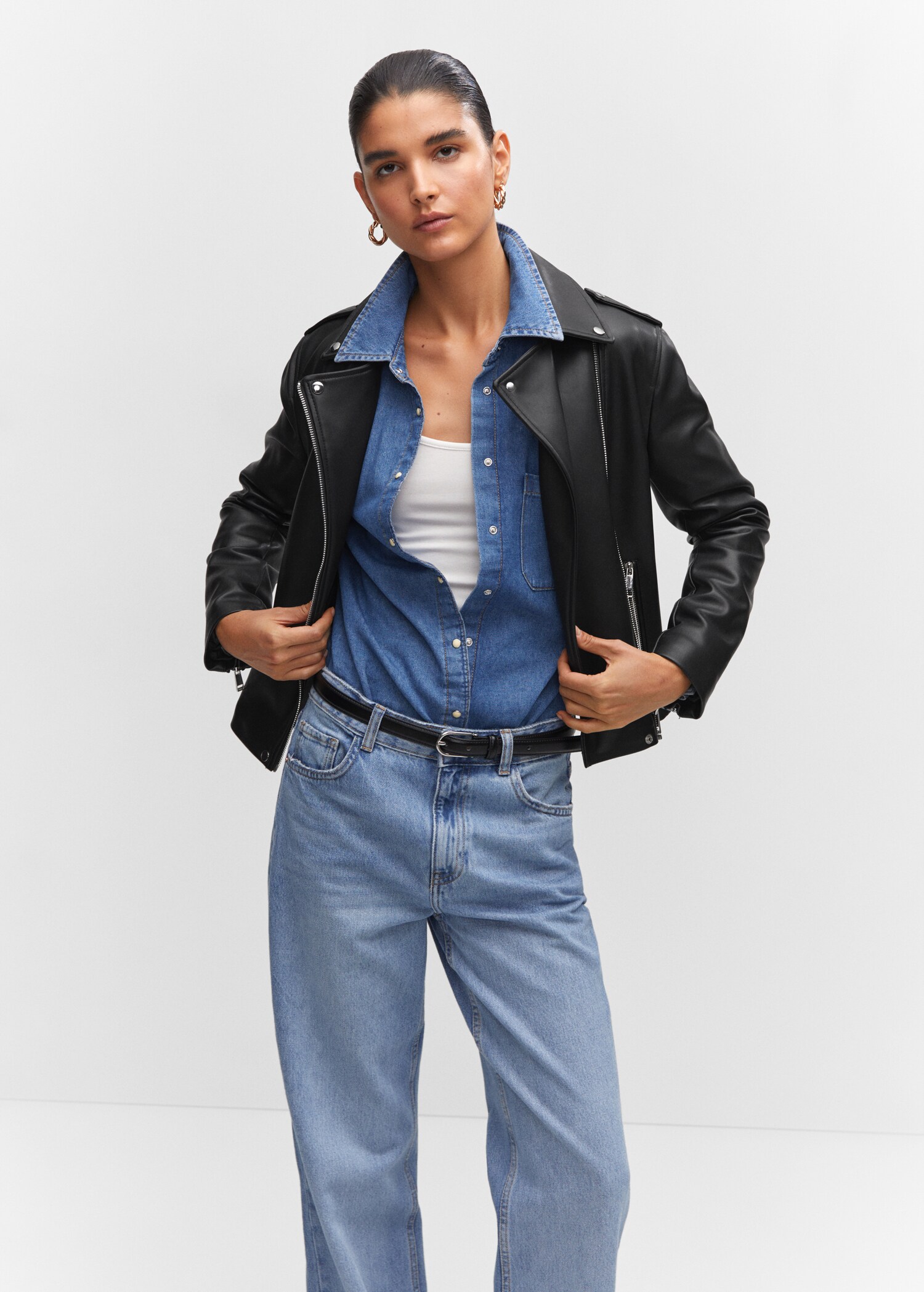 Leather-effect biker jacket - Medium plane