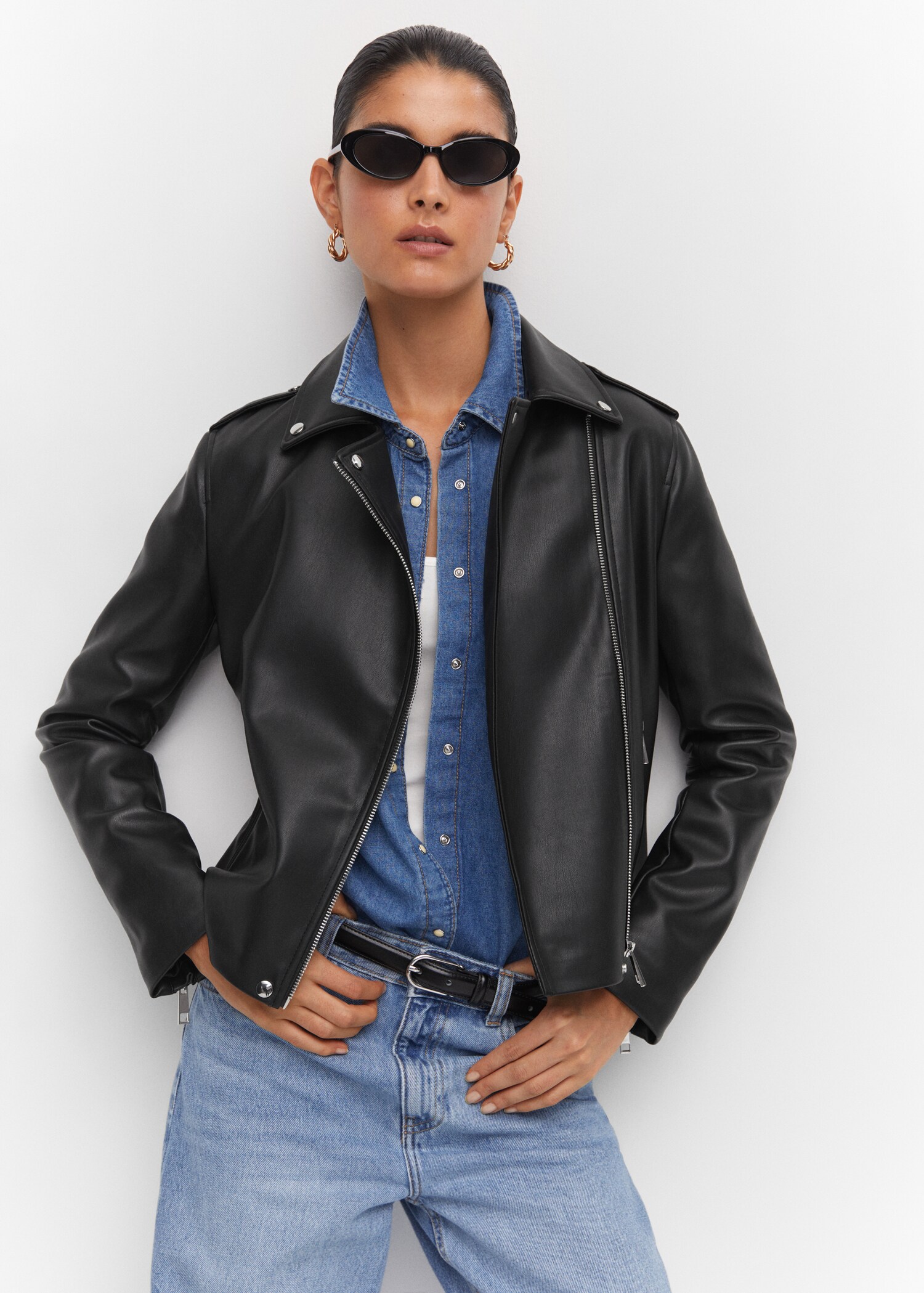 Leather-effect biker jacket - Details of the article 2