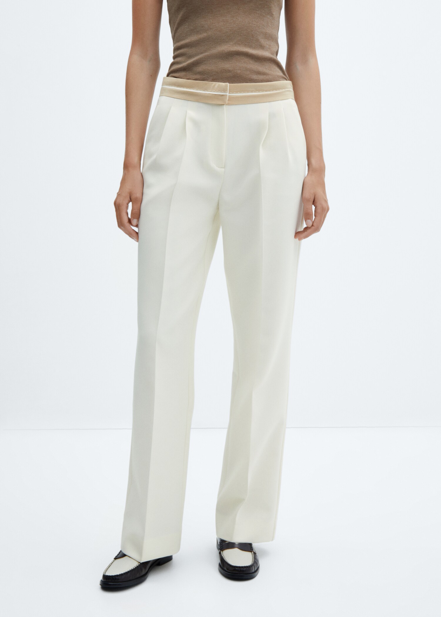 Pleated pants with turn-up waist  - Medium plane