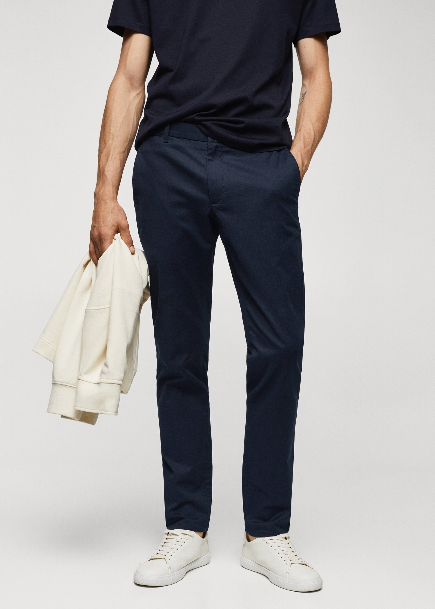 Slim fit serge chino trousers - Medium plane