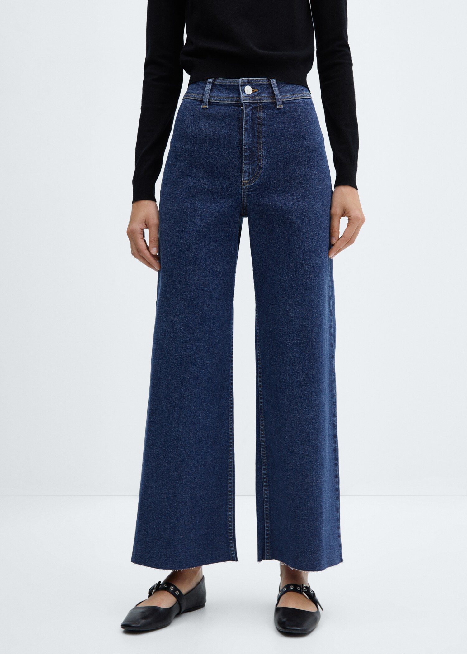 Jeans Catherin culotte tiro alto - Plano medio