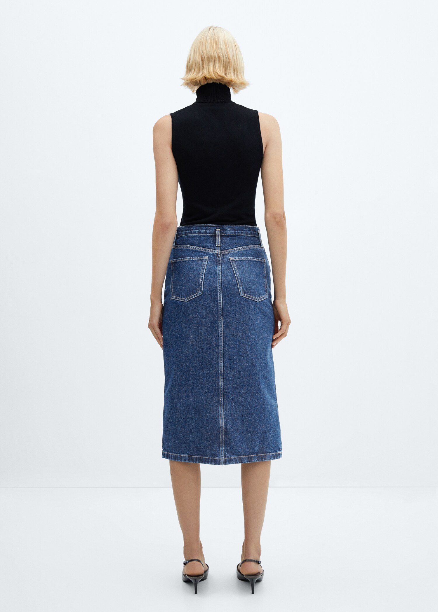 Jupe midi en jean - Verso de l’article