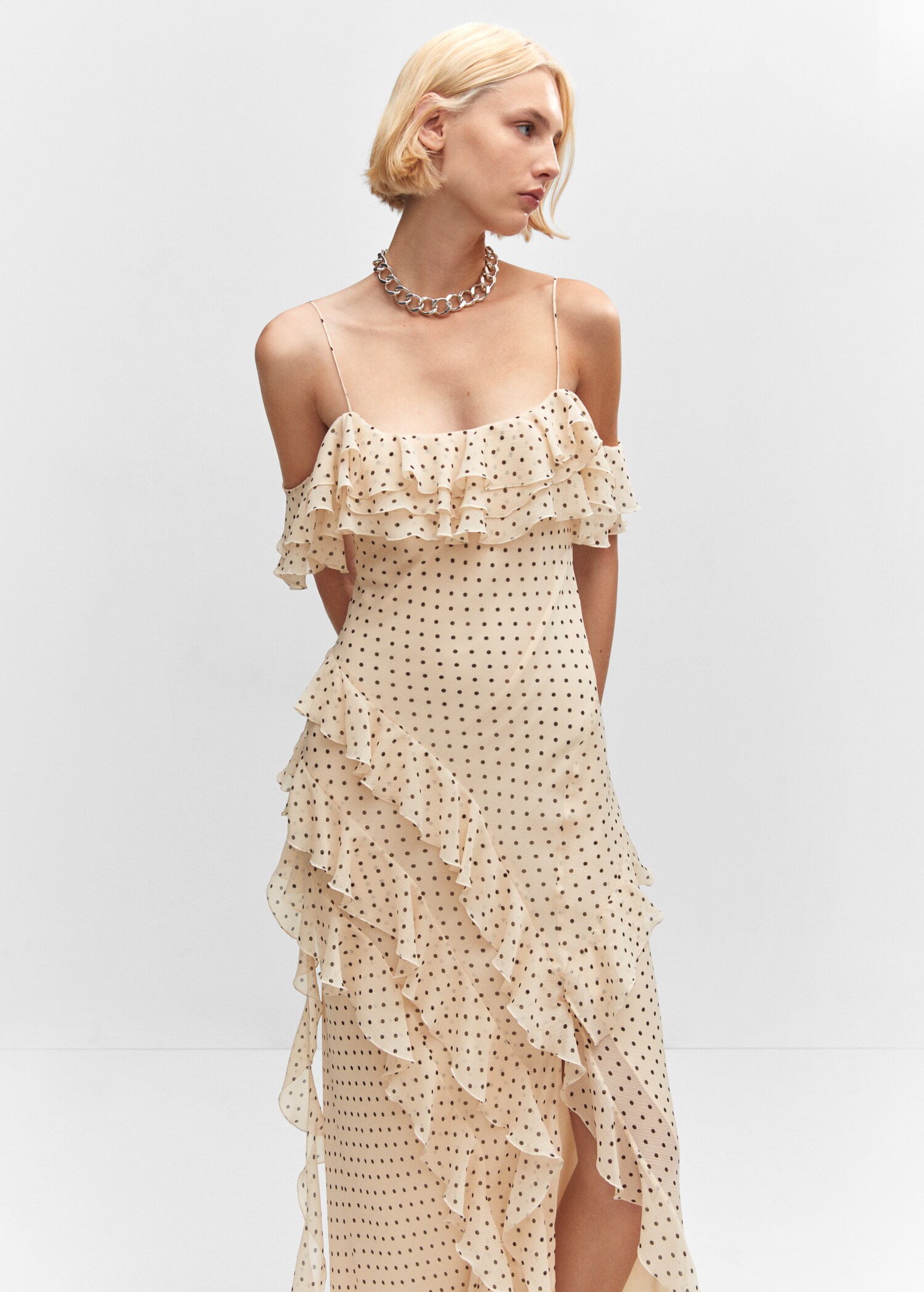 Polka-dot ruffled dress - Medium plane