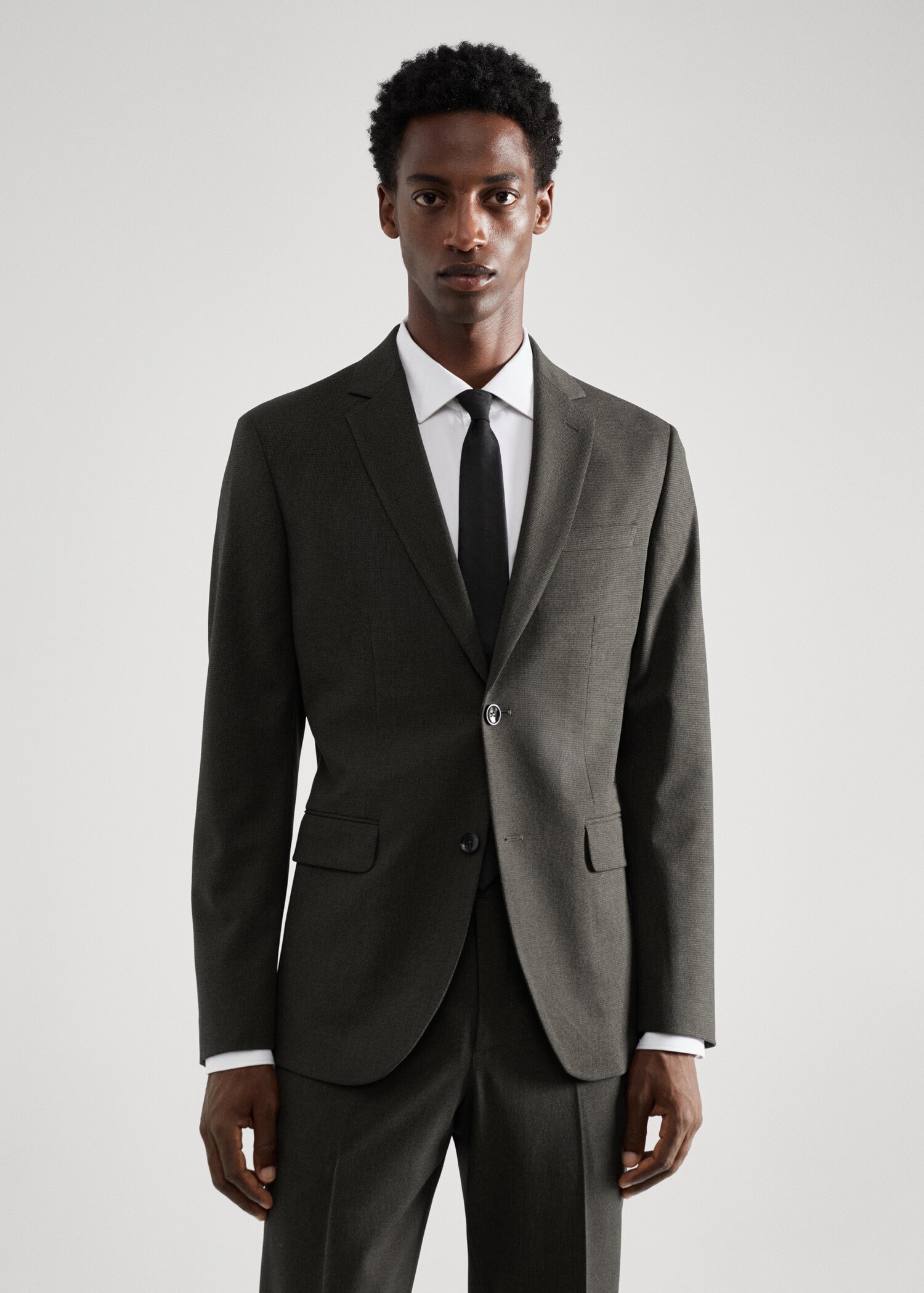 Костюмный пиджак slim fit из ткани стретч с узором  - Средний план