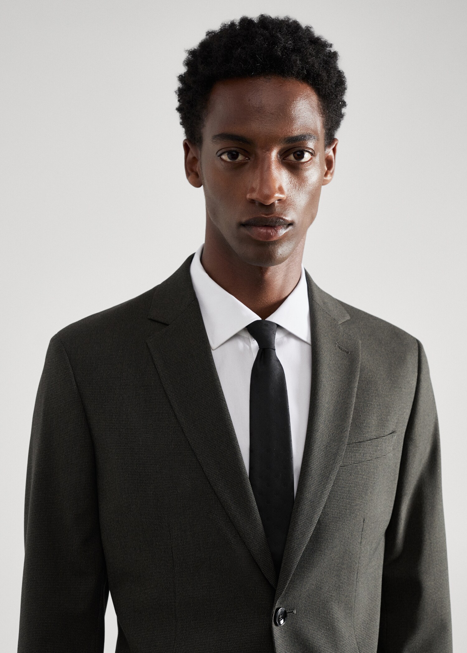 Костюмный пиджак slim fit из ткани стретч с узором  - Деталь изделия 1