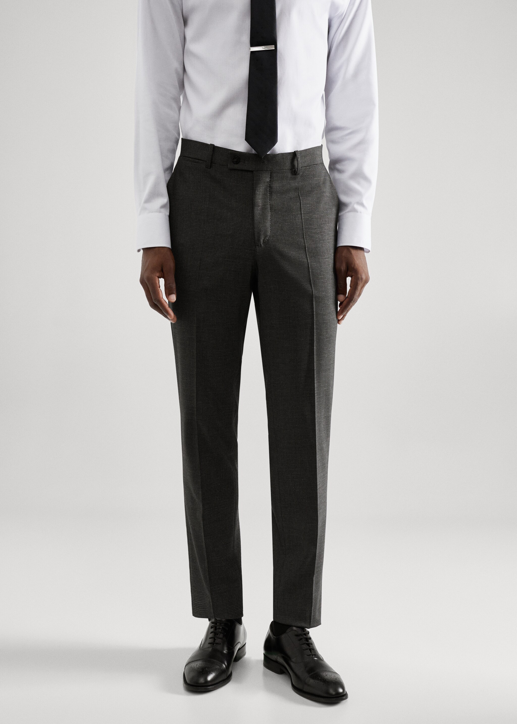 Slim-fit houndstooth wool suit trousers - Medium plane