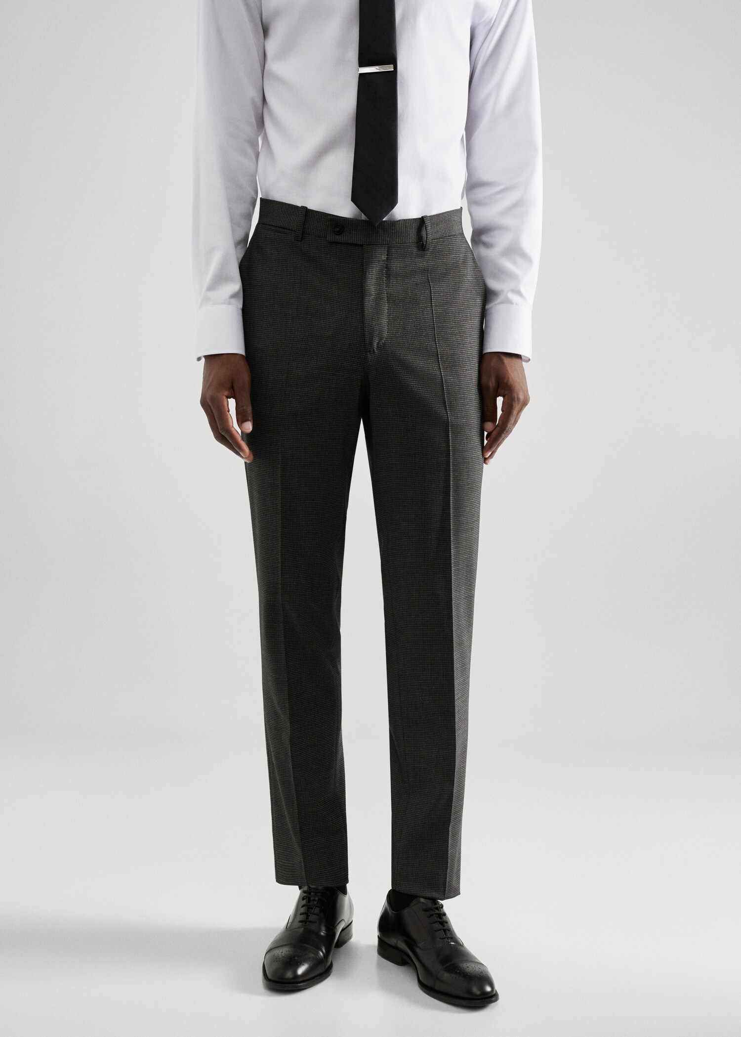 Wollen slim fit pied-de-poule pantalon - Middenvlak